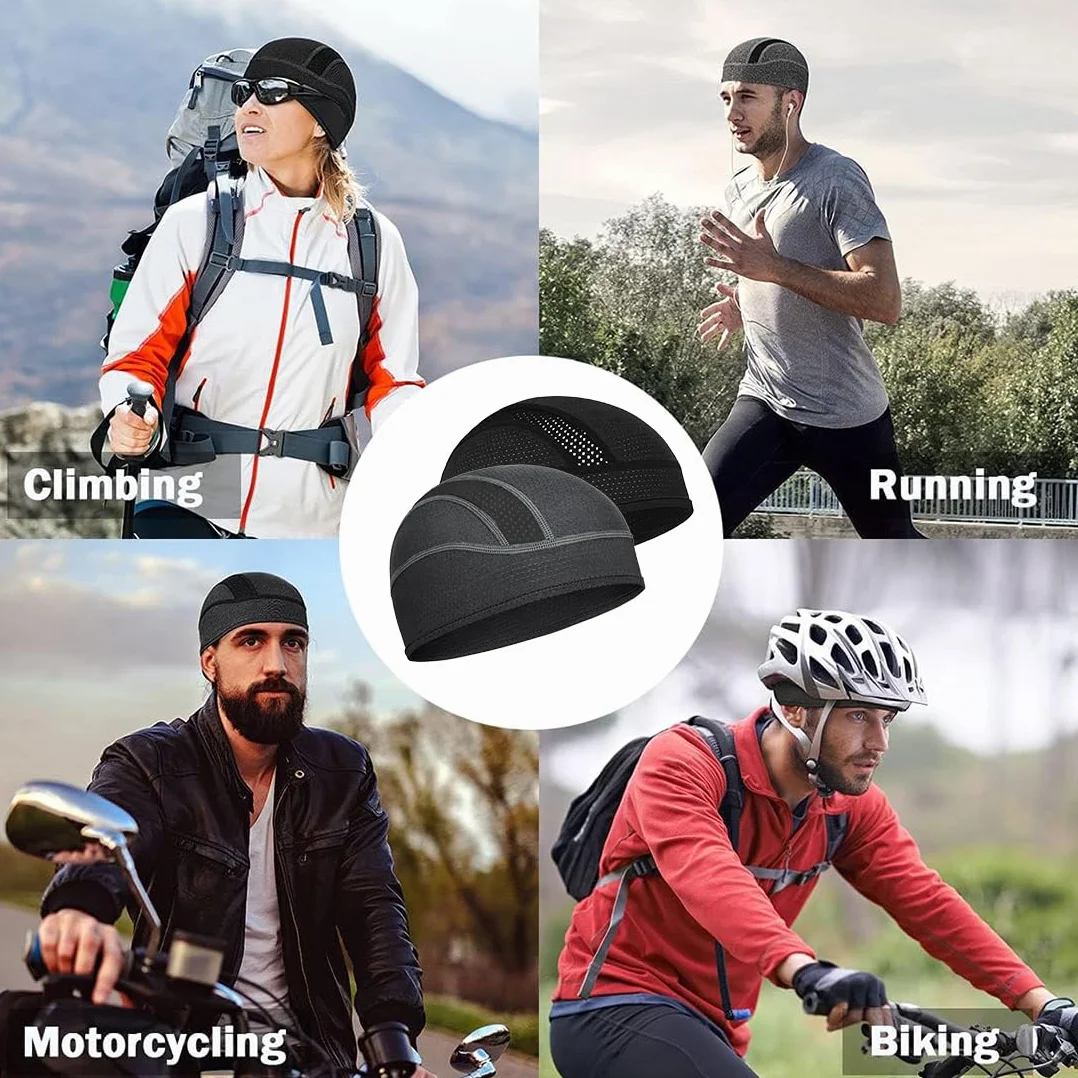 Sottocasco Moto, 2 Pezzi Sottocasco Moto Estivo, Sottocasco Bici Estivo, Bandana Sport, Traspirante sotto Casco Cuffia da Ciclismo, Berretto Sport Uomo Donna