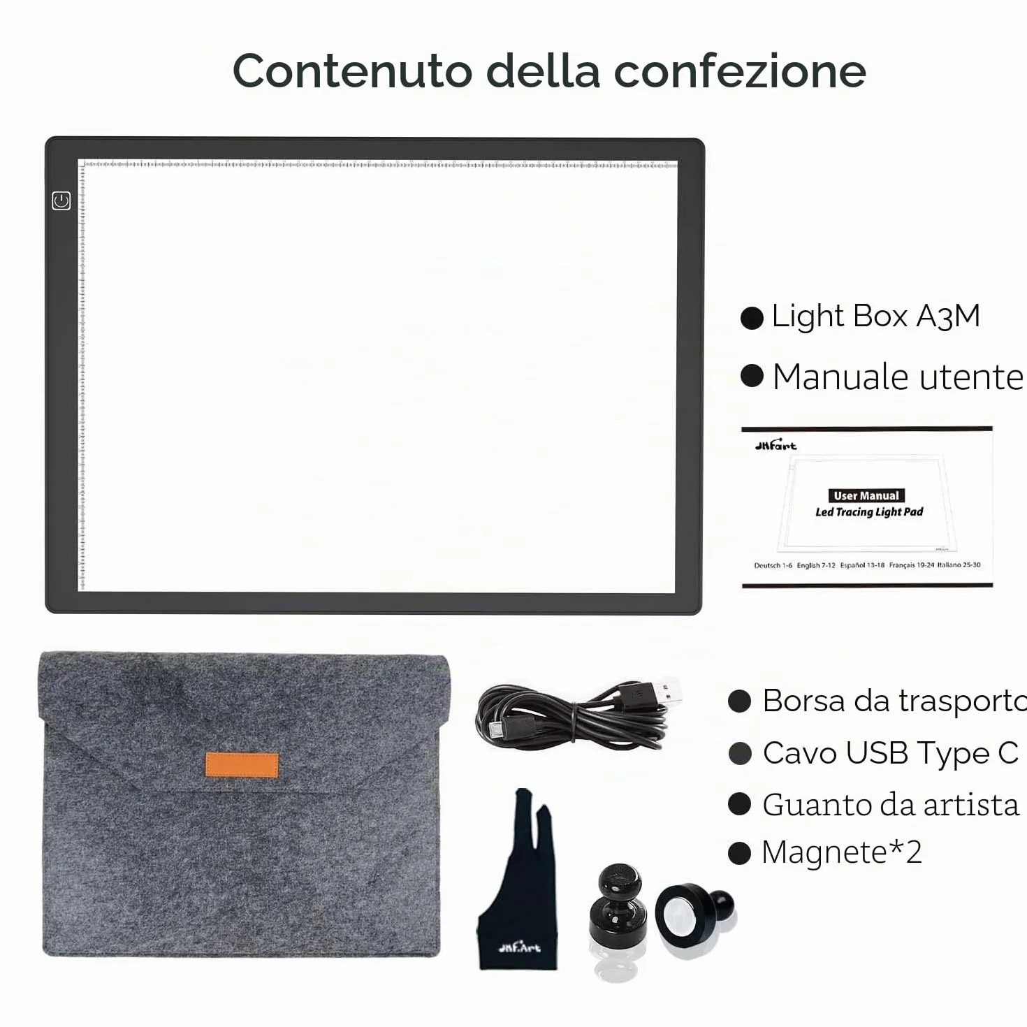 Tavoletta Luminosa A3 LED Magnetico per Tatuaggio Acquerello Copia Quilting Tracing Painting con Guanto e Borsa
