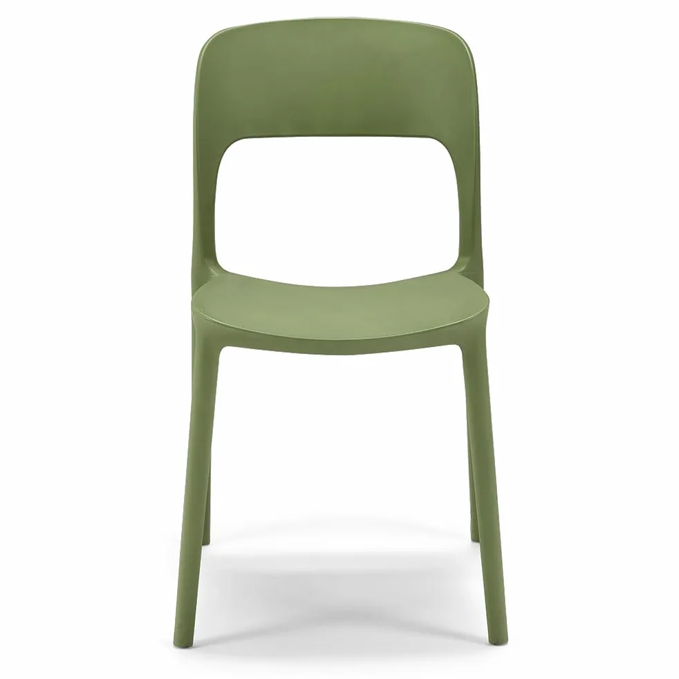 REDÒKASA Set 4 sedie in polipropilene KATE, impilabile, resistente ai raggi UV, design moderno, ideale per sala da pranzo, cucina, sala d’attesa, bar, ristoranti o da esterno (4, Verde Oliva)