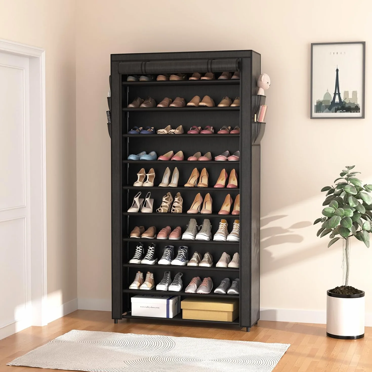 Vicye Scarpiera di Tessuto 11 Ripiani, Scaffale Portascarpe con Copertura, per Scarpe da Ginnastica, Tacchi Alti