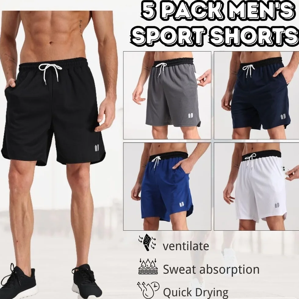 Pantaloncini sportivi da uomo con tasche ad asciugatura rapida per palestra corsa
