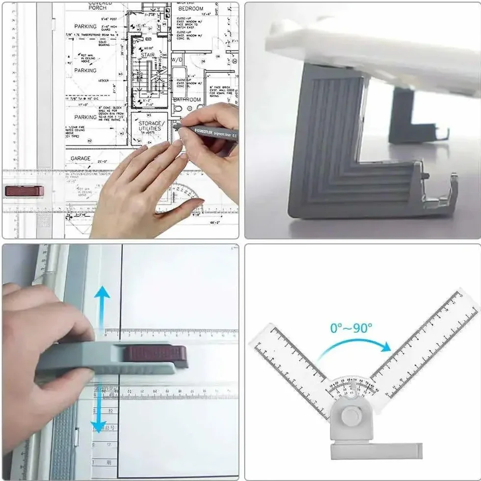 NEWFUN Lavagna da Disegno A3 Professionale, Rapid Drawing Board per Tavolo da Disegno, Binario Parallelo Angolo Regolabile