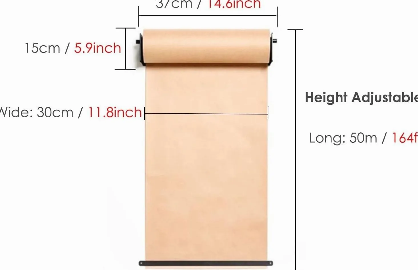 Espositore per Rotoli di Carta Kraft, per Bambini e Adulti, Dispenser di Post-it a Parete, Decorazione per la Cucina della cameretta dei Bambini.(37 cm/14,6 Pollici di Larghezza)