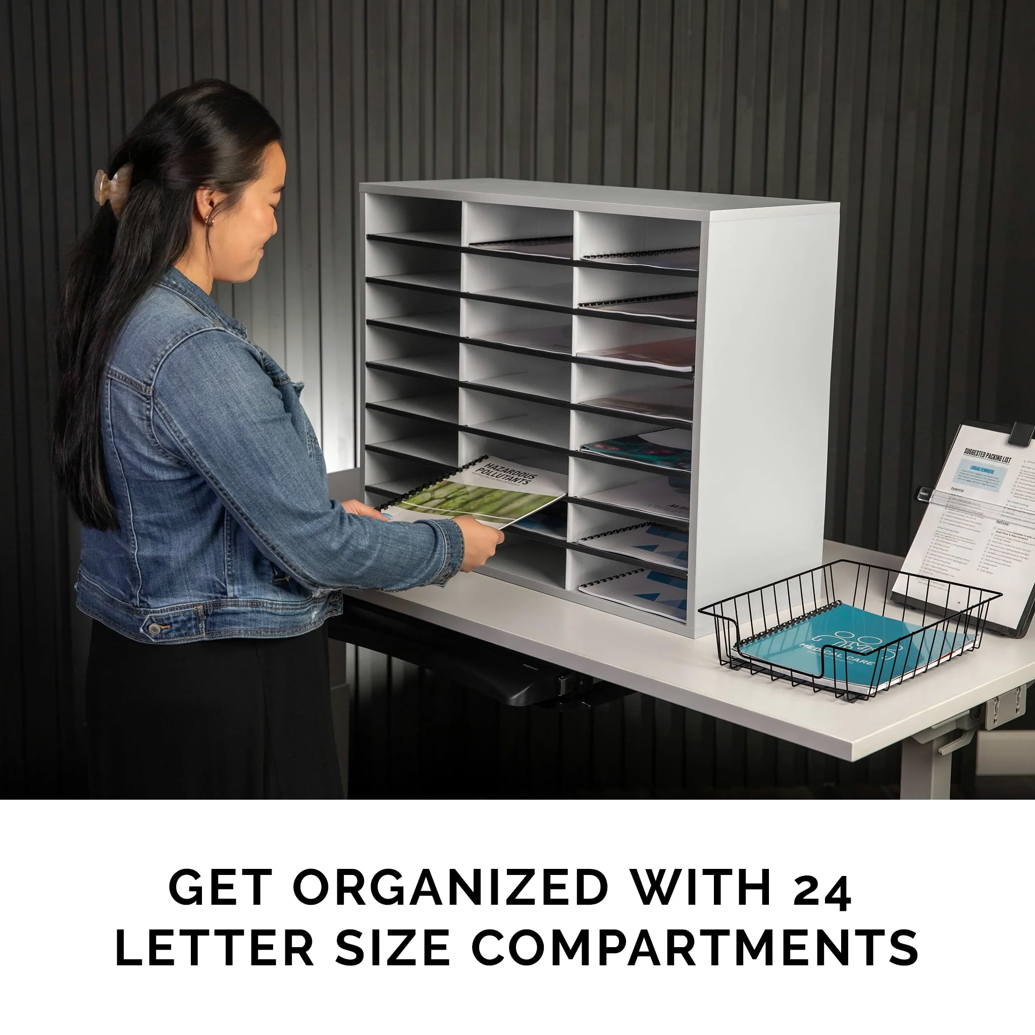 Fellowes Organizer Scrivania 24 Scomparti in Legno, per Posta, Lettere e Documenti, in Solida Melammina e Fibra di Legno, Colore Bianco