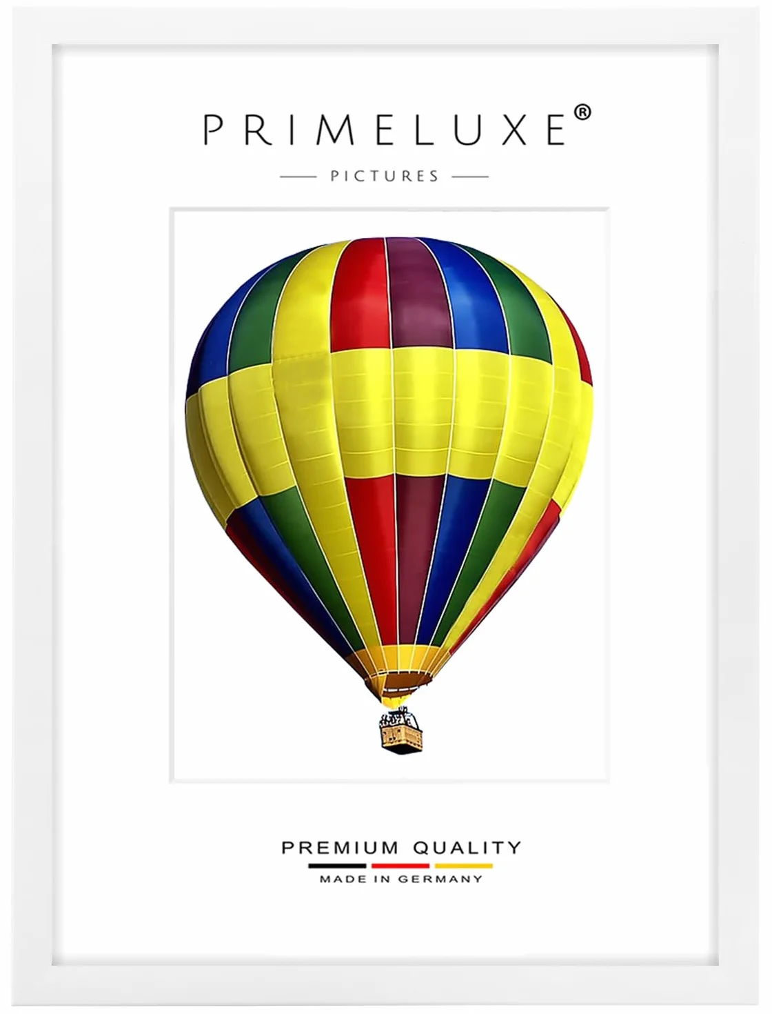PrimeLuxe Cornice portafoto in legno di 50 x 75 cm (dimensione dell'immagine) in bianco opaco, colore e dimensione a scelta, cornice per poster, puzzle, collage di foto, fabbricata in Germania