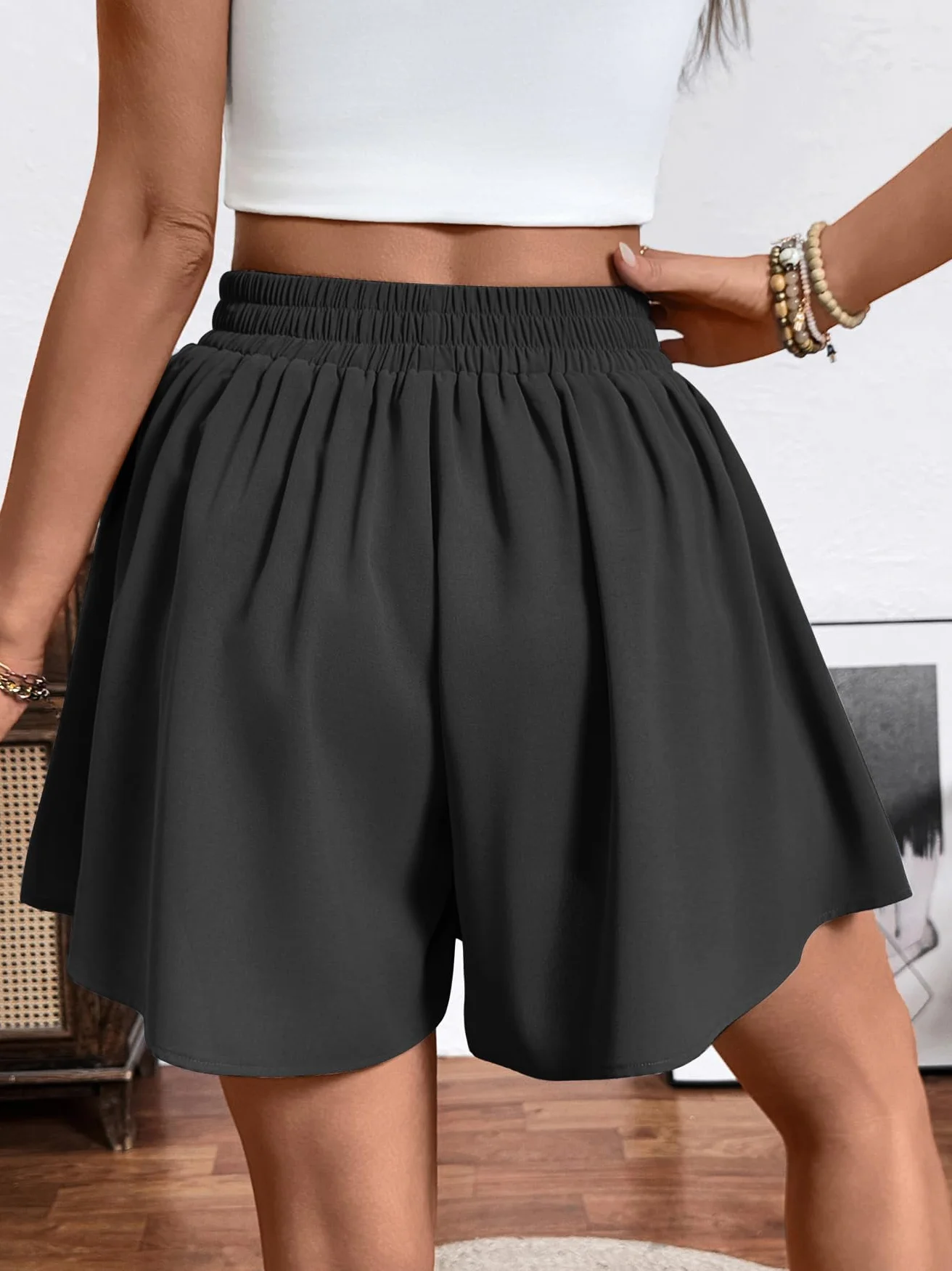 Adigaber Pantaloncini da Donna Gamba Larga Coulisse Shorts con Tasche Sciolto Casual Pantaloni Corti da Lavoro