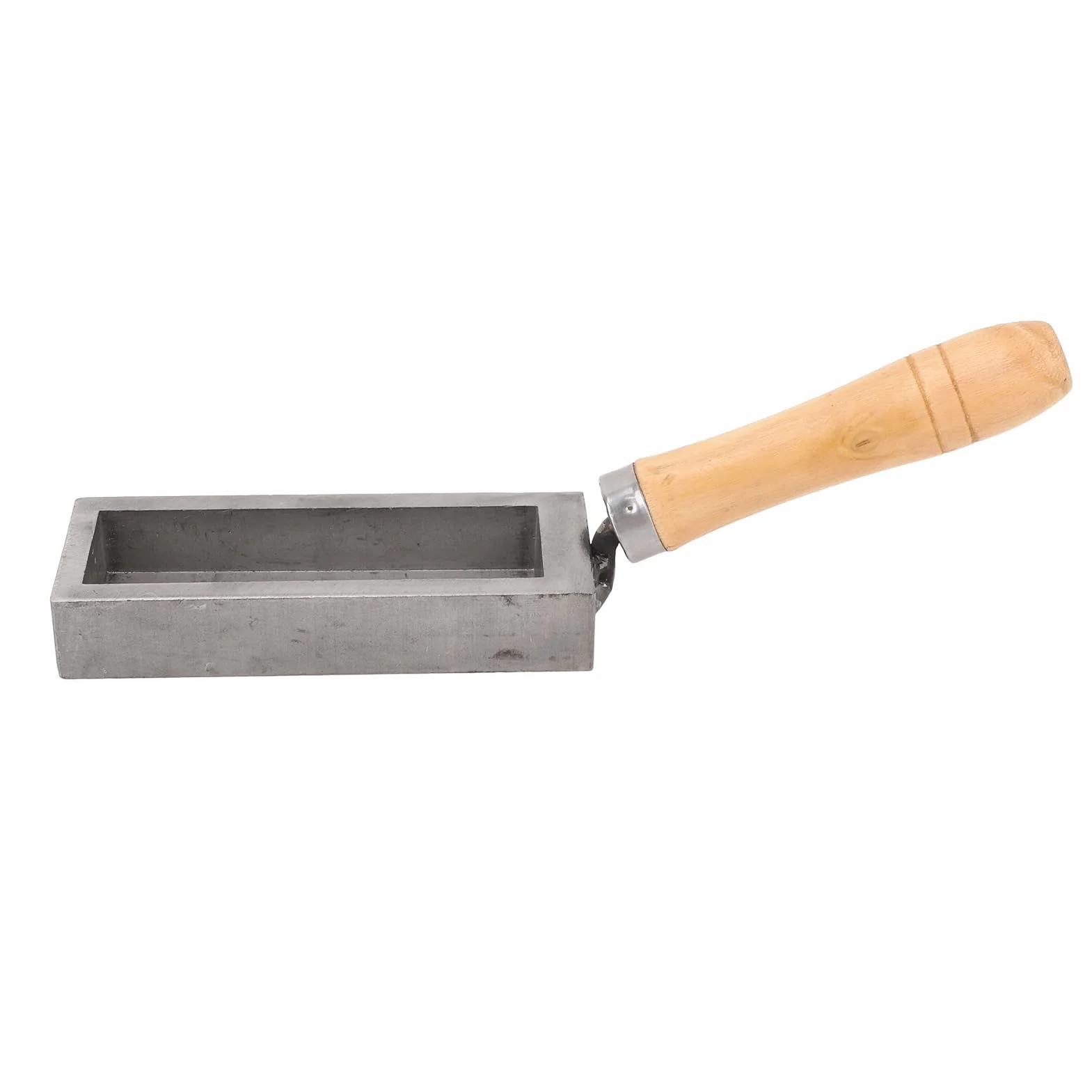 Stampo per Colata di Lingotti d'Oro in Ghisa Portatile con Manico in Legno di Faggio, Lingottiera Compatta in Acciaio Legato Argento