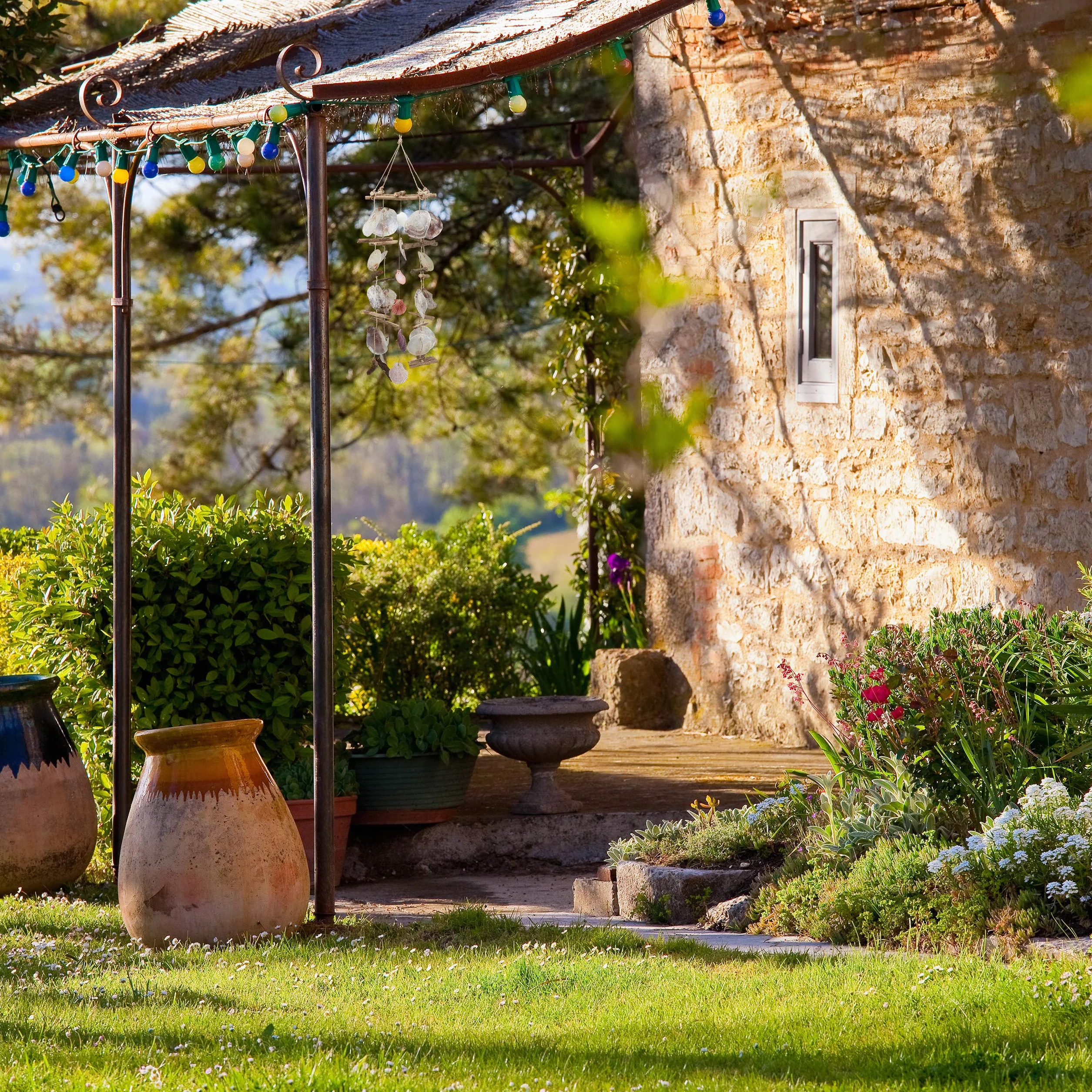 Relaxdays Acchiappasogni di legno conchiglie capiz San Giacomo grande decorazione marina da giardino colorato