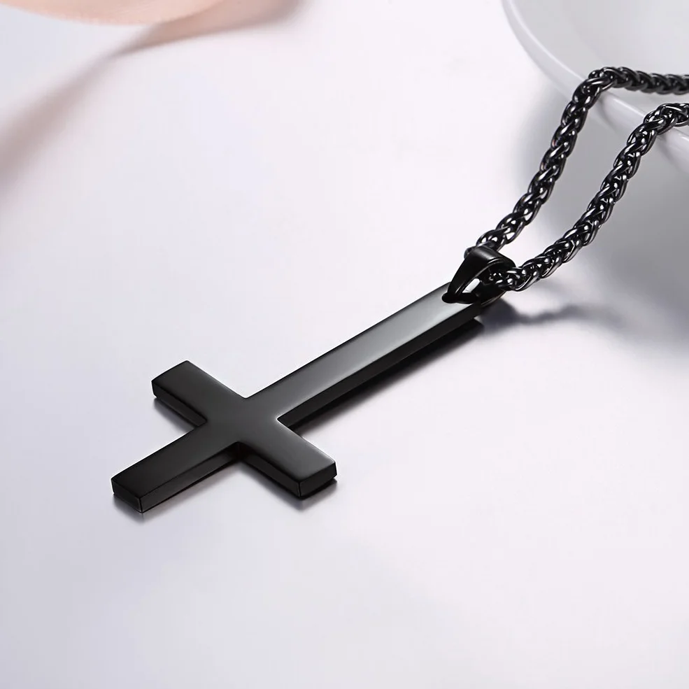 PROSTEEL Collana Pendente Croce Inversa Acciaio Inossidabile Placcato Oro 18K Catena Regolabile Hip Hop Punk Rock