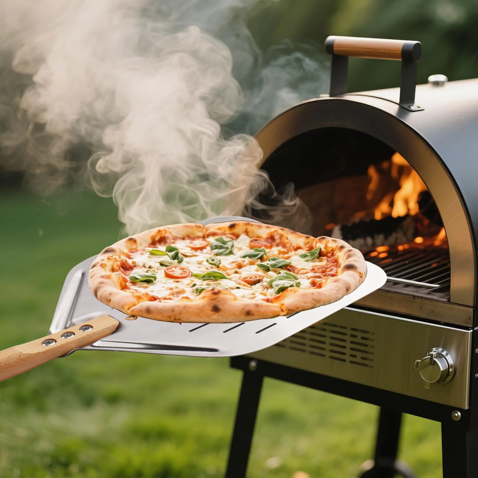 Pala per Pizza Alluminio 39 x 30.5cm Acciaio Inox Manico in Legno 42.5cm