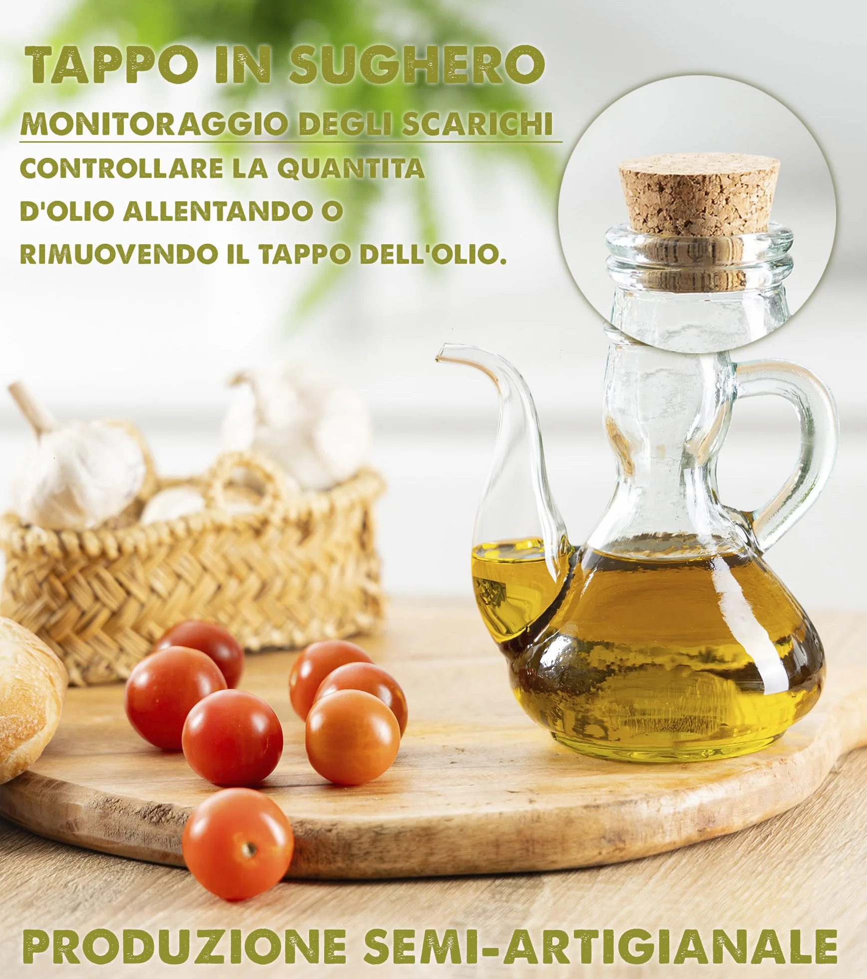 Oliera vetro dispenser olio bottiglia olio vetro oliva salvagoccia contenitore porta olio 500 ML