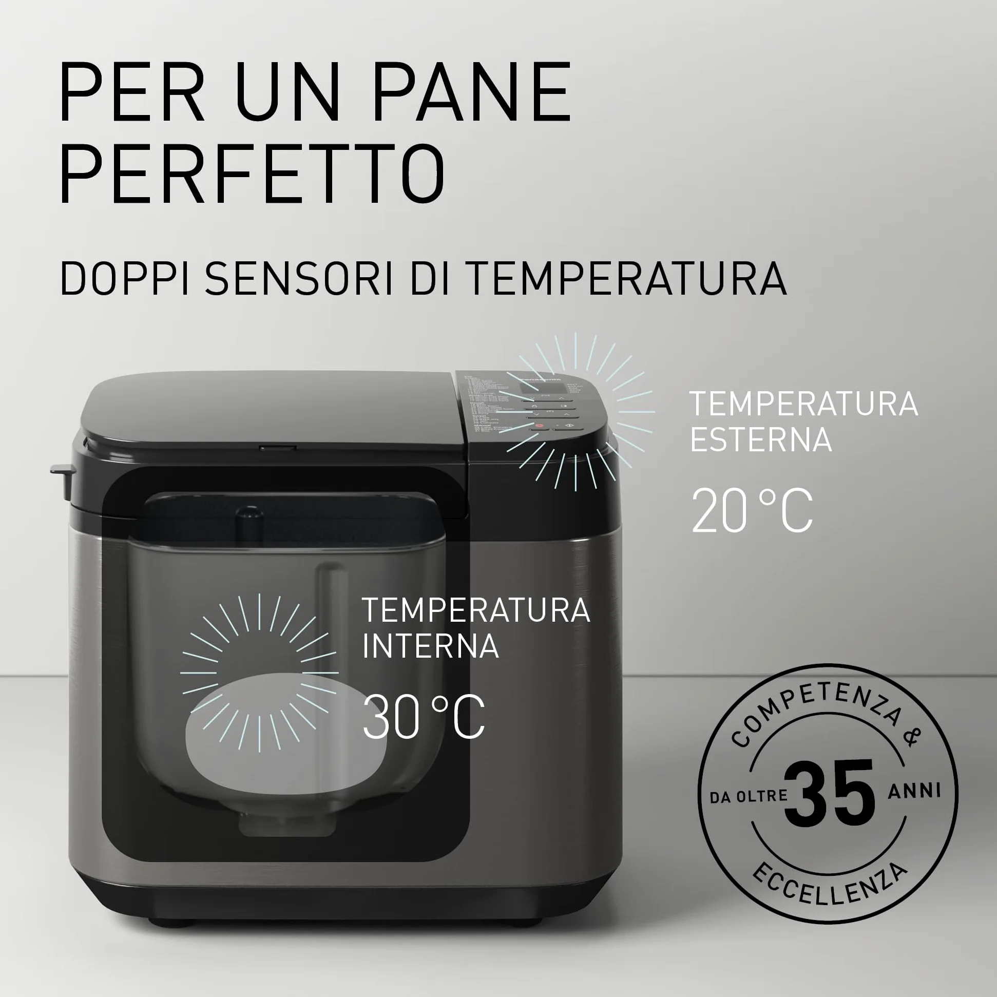 Panasonic SD-YR2540 Premium Grigio Macchina per il pane completamente automatica, design orizzontale e dispenser per lievito, 32 programmi automatici, due sensori di temperatura, tempo predefinito di