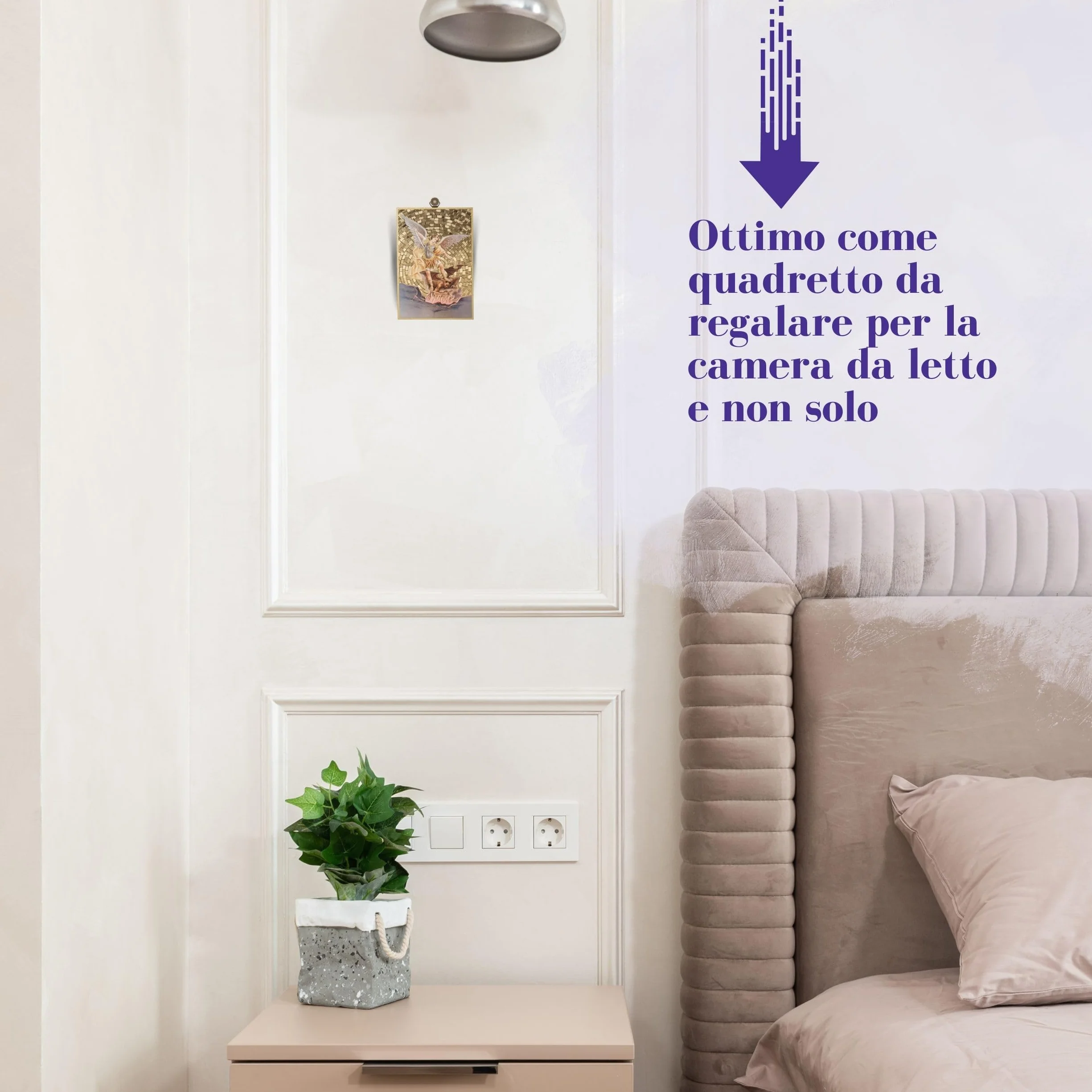 FRATELLI BONELLA - Quadro San Michele Arcangelo e Preghiera Dedicata in Italiano - Quadro Legno in MDF di Pioppo Camera Da Letto 8 mm x 10 cm x 15 cm - Made in Italy