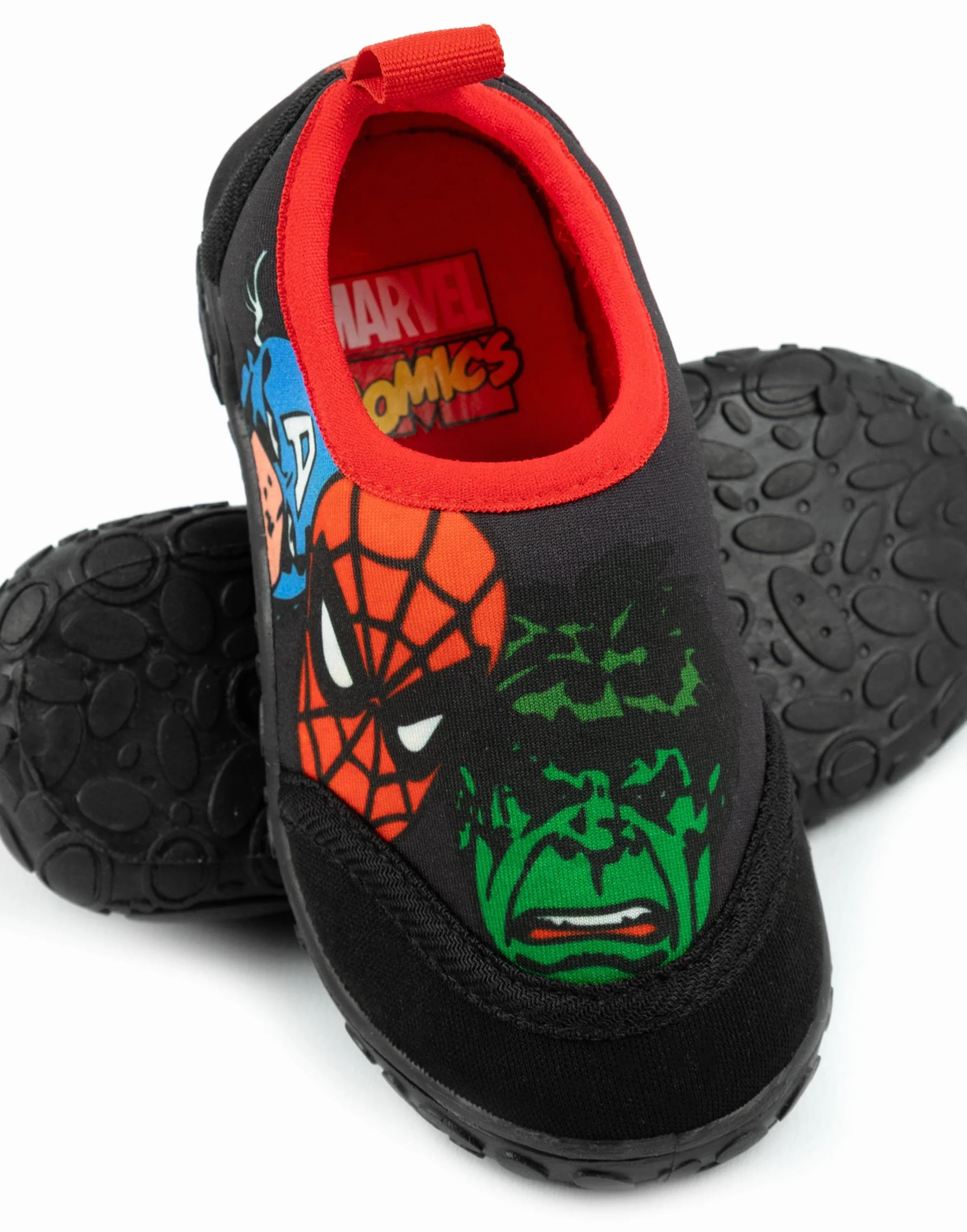 Marvel Scarpe da Bagno per Bambini Spider-Man Hulk Capitan America Supereroe Nero Rosso Acqua Resistenti Calzini Piscina