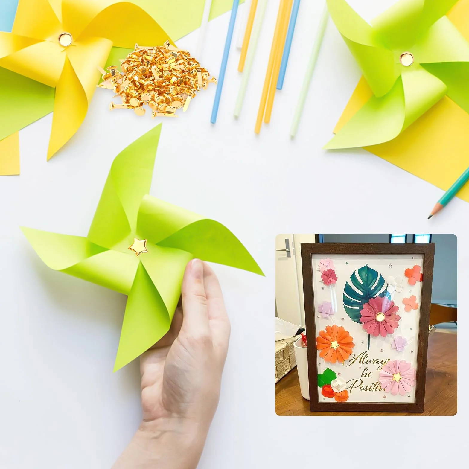 Fermacampioni Metallici 200 Pezzi per Scrapbooking, Mini Chiusura Carta a Treccia