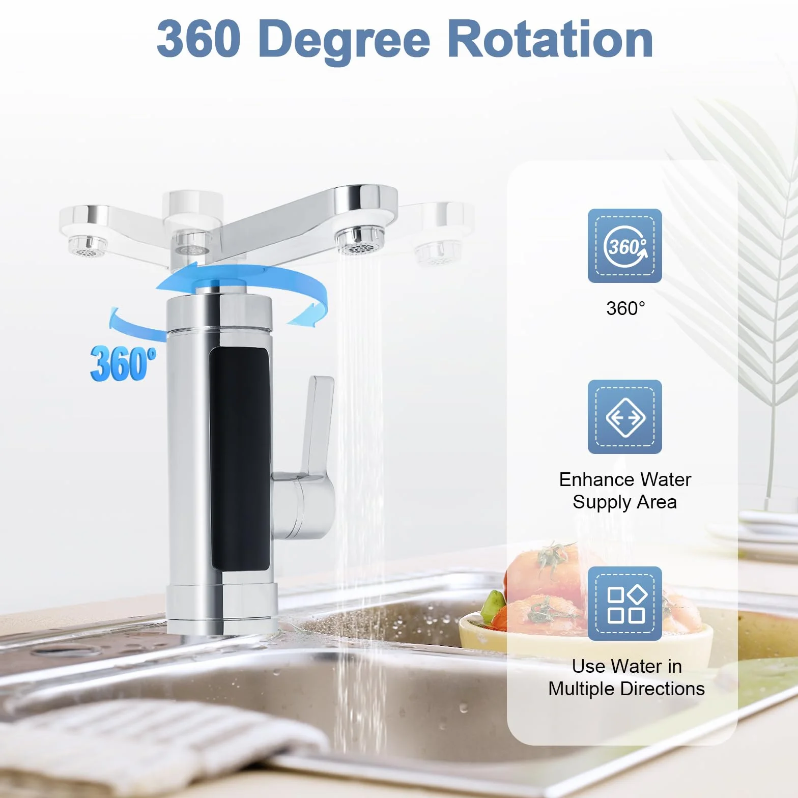 Treeisland Riscaldatore di Acqua Istantaneo 220V 3300 W Rubinetto Elettrico da Cucina