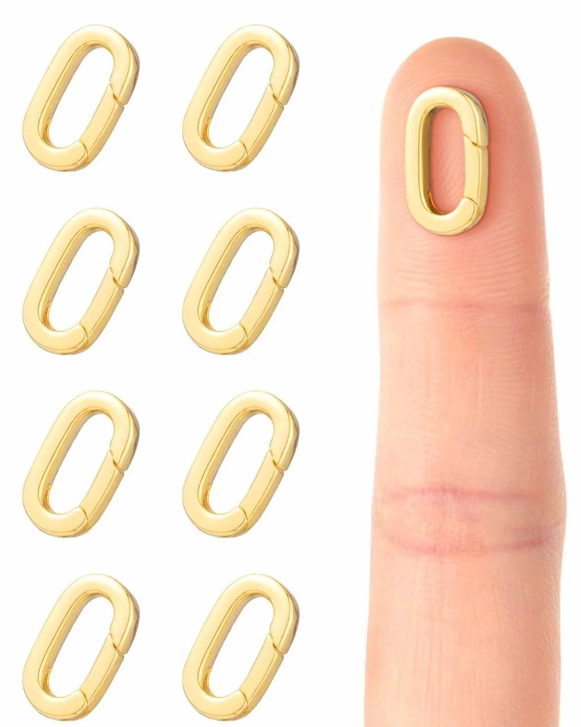 Confezione da 8 chiusure a catena ovali, mini ciondolo a moschettone dorato, estensore a catena dorata, chiusura a molla dorata, chiusura a portachiavi a molla per collane di gioielli