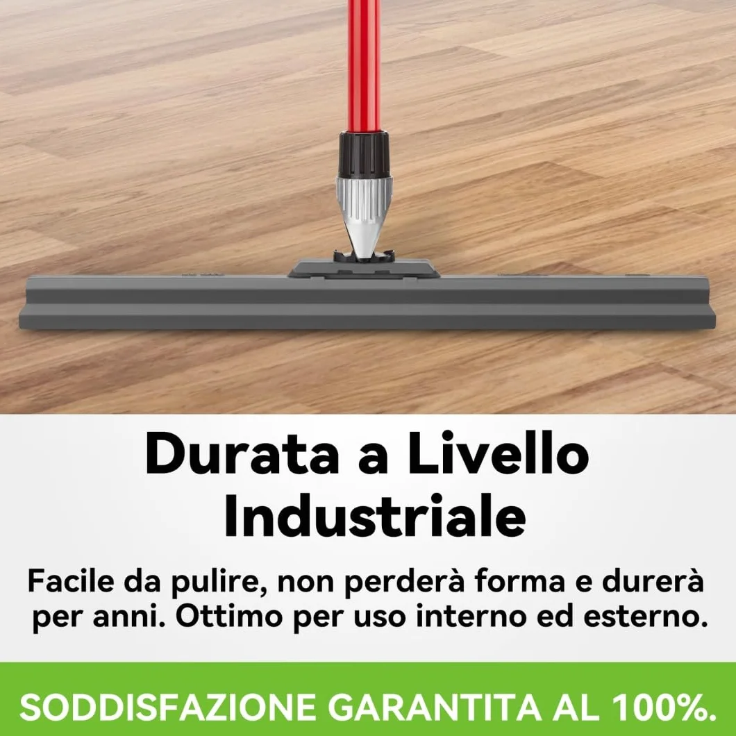 Tyroler Tira Acqua Pavimenti esterno da 45 cm | Testa in Silicone 100% | Manico Antiruggine da 140 cm tergipavimento spingiacqua | tiraacqua pavimenti esterni | tiracqua per pavimento