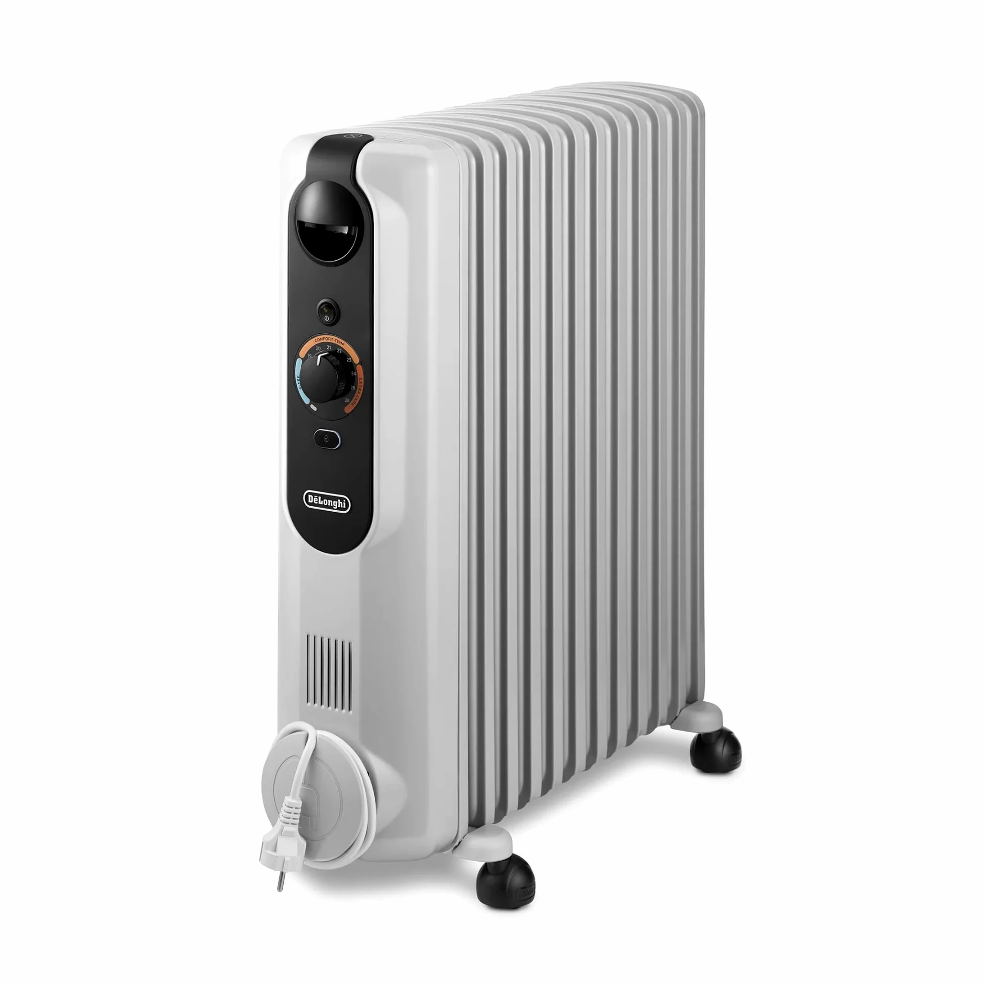 De'Longhi RadiaS Easytronic TRRS1225, Radiatore Elettrico a Olio, Risparmia Energia, 12 Alette per Stanze fino a 75m³, 3 Zone Riscaldamento, Termostato di Sicurezza, Antigelo, Grigio