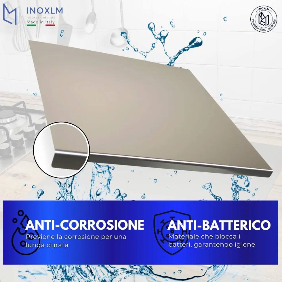 INOXLM Spianatoia in Acciaio Inox 40x50 Piega 2 cm