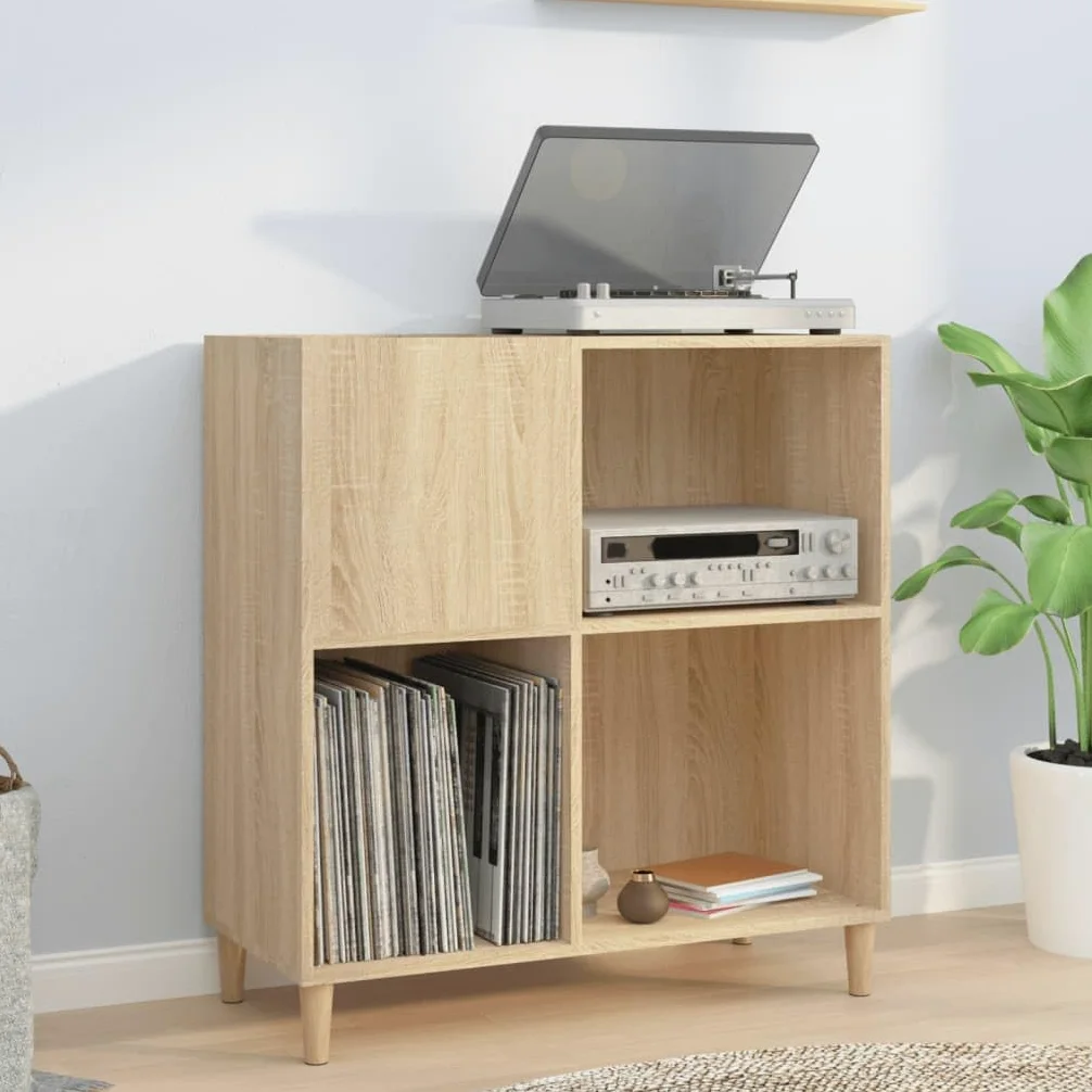 Mobile porta dischi in rovere Sonoma – Scaffale CD/Vinile, Libreria in legno, 84,5 x 38 x 89 cm, armadio multifunzione