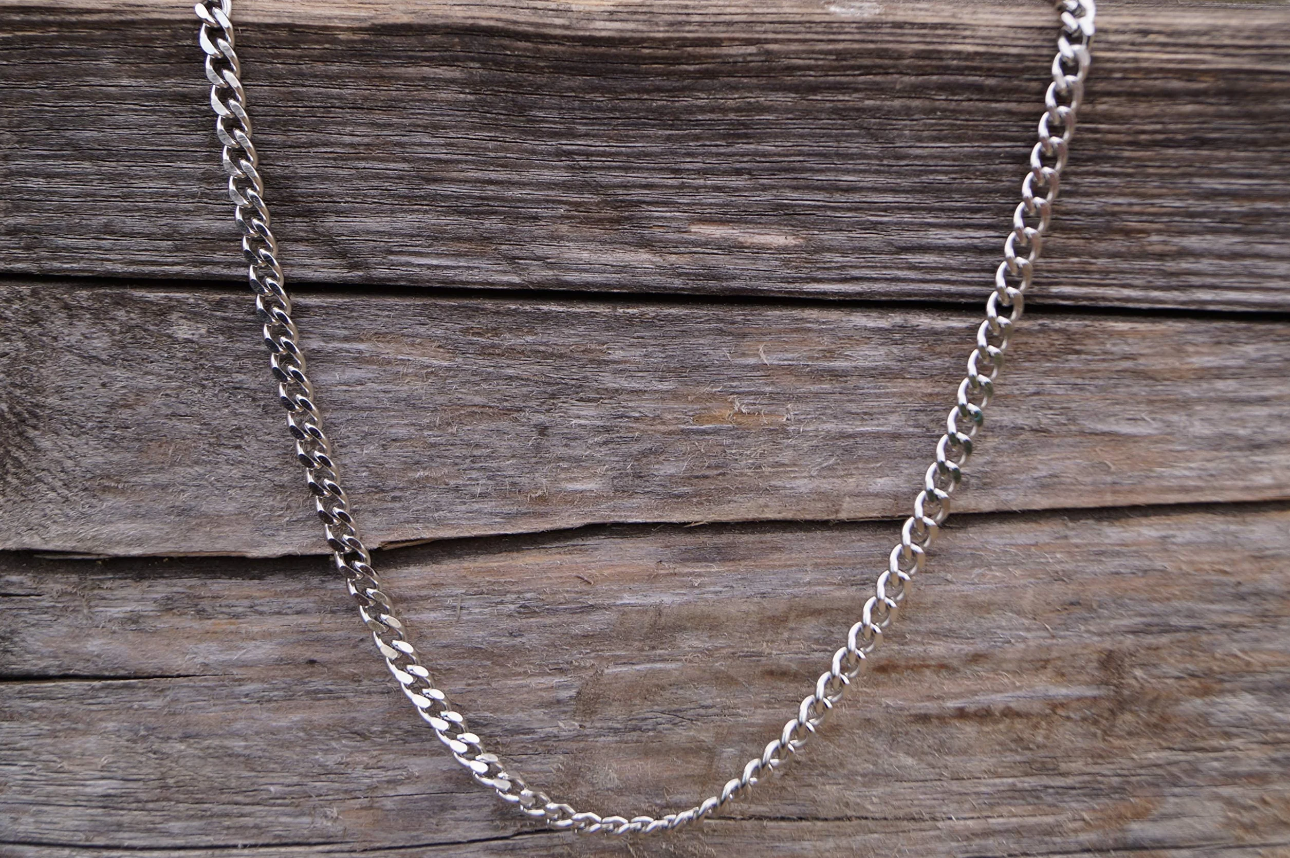Nami Collana Da Uomo 60 cm In Acciaio Inox Catena Fatta a Mano Gioielli Argento 4mm
