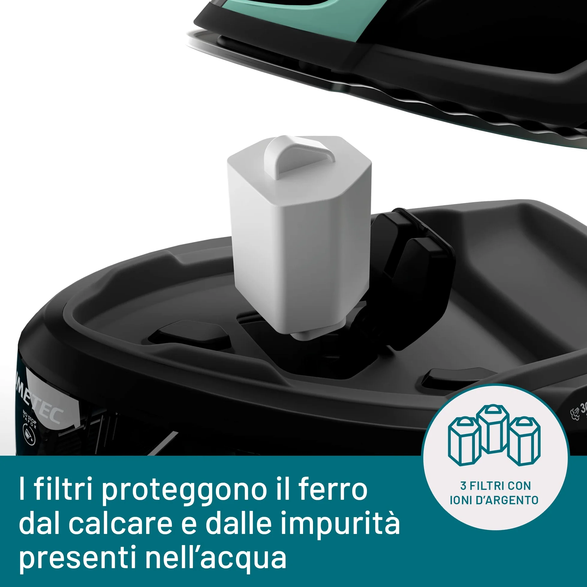 Imetec Onda P1 Ferro da Stiro Generatore di Vapore, Piastra a Onde Scorrevole Brevettata, 2400W, Colpo Vapore 300 g, Serbatoio 2,5L, 3 Filtri con Ioni di Argento, Tecnologia No Stop Vapor