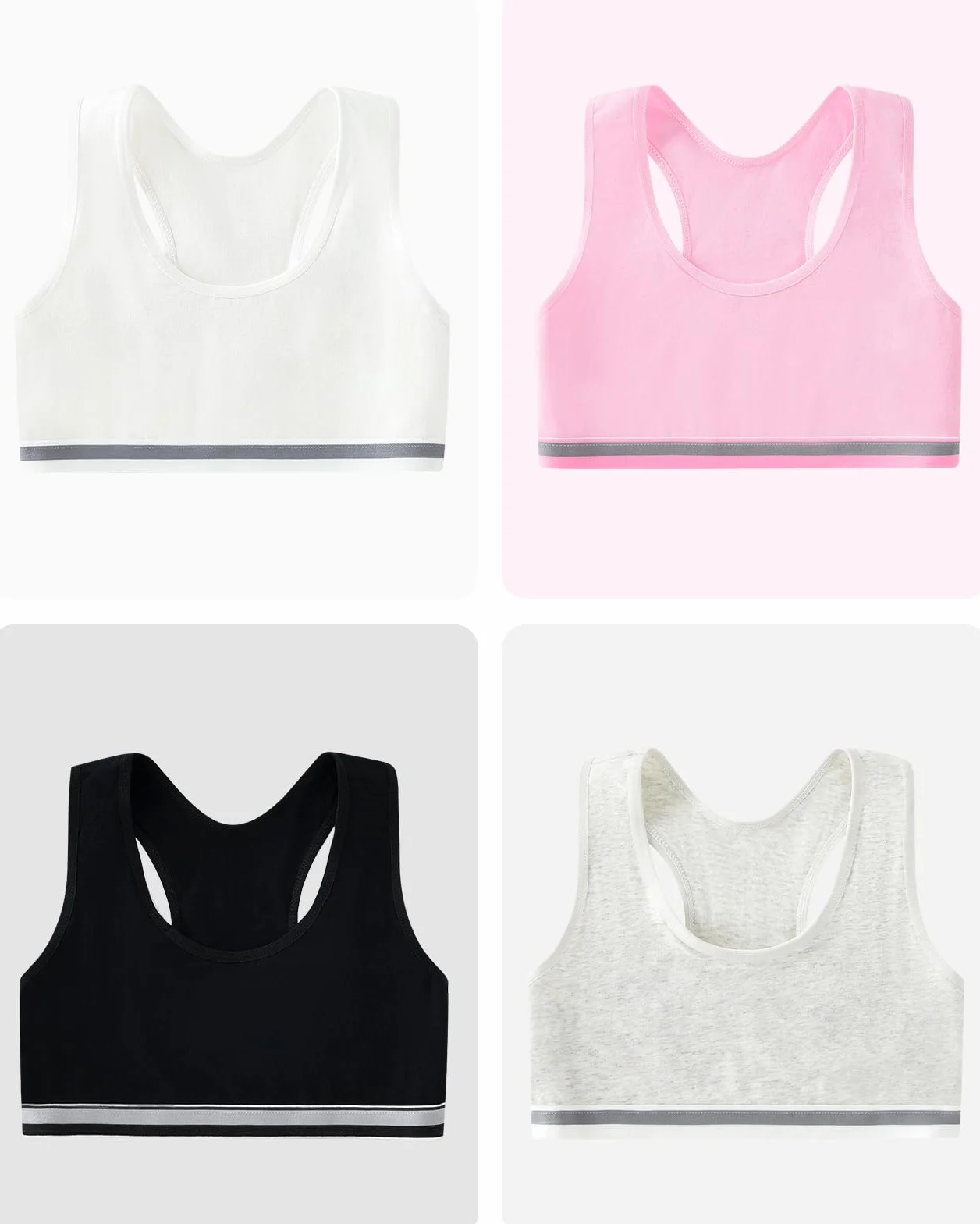 Domee Reggiseni Sportivi Intimo Cotone Bambina Ragazze 6-12 Anni 4 Pack