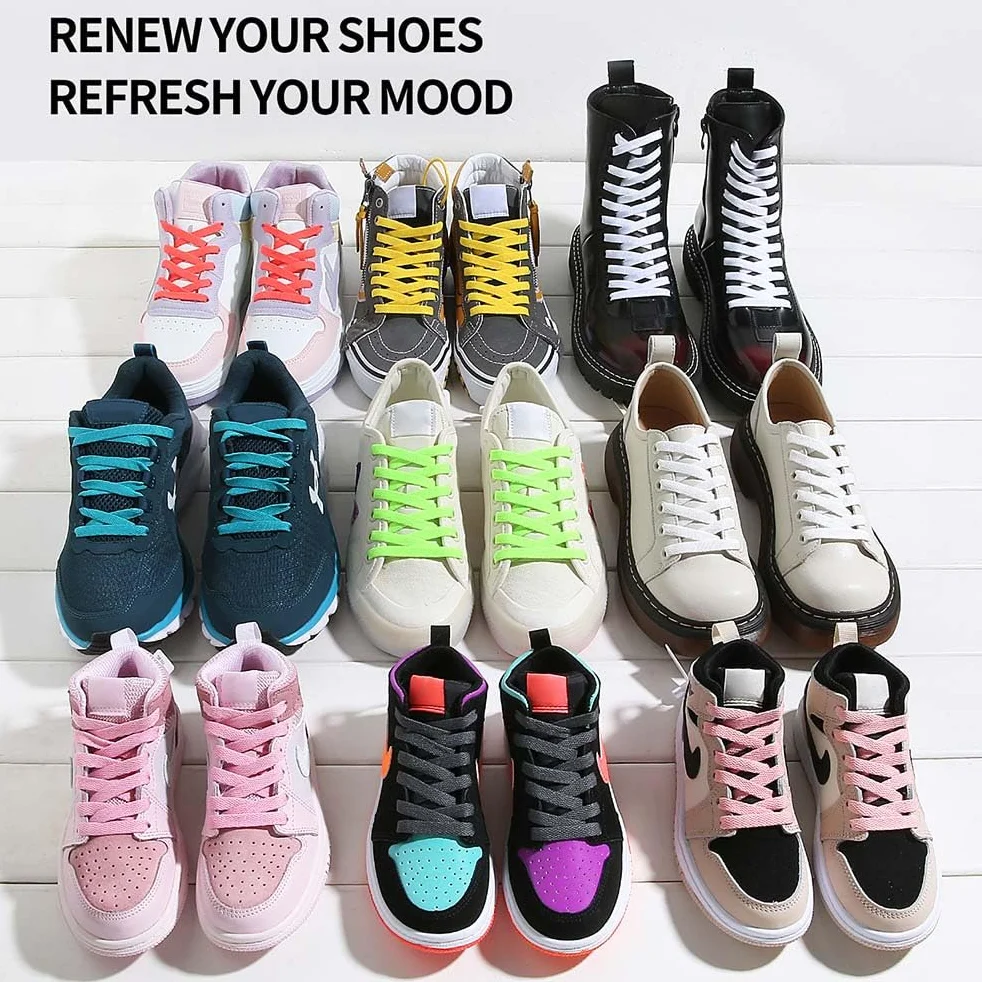 VSUDO Lacci Piatti Sportivi 8mm per Sneakers - 29 Colori, 14 Lunghezze - 1 o 2 Pari