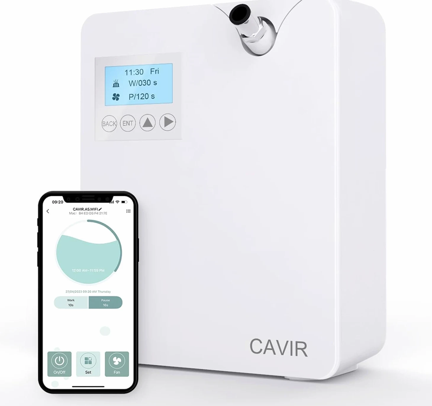 Cavir Diffusore di oli Essenziali, 300 mL Tecnologia di Nebulizzazione Senza Acqua, copertura di 2000 piedi quadrati, compatibile con sistemi HVAC