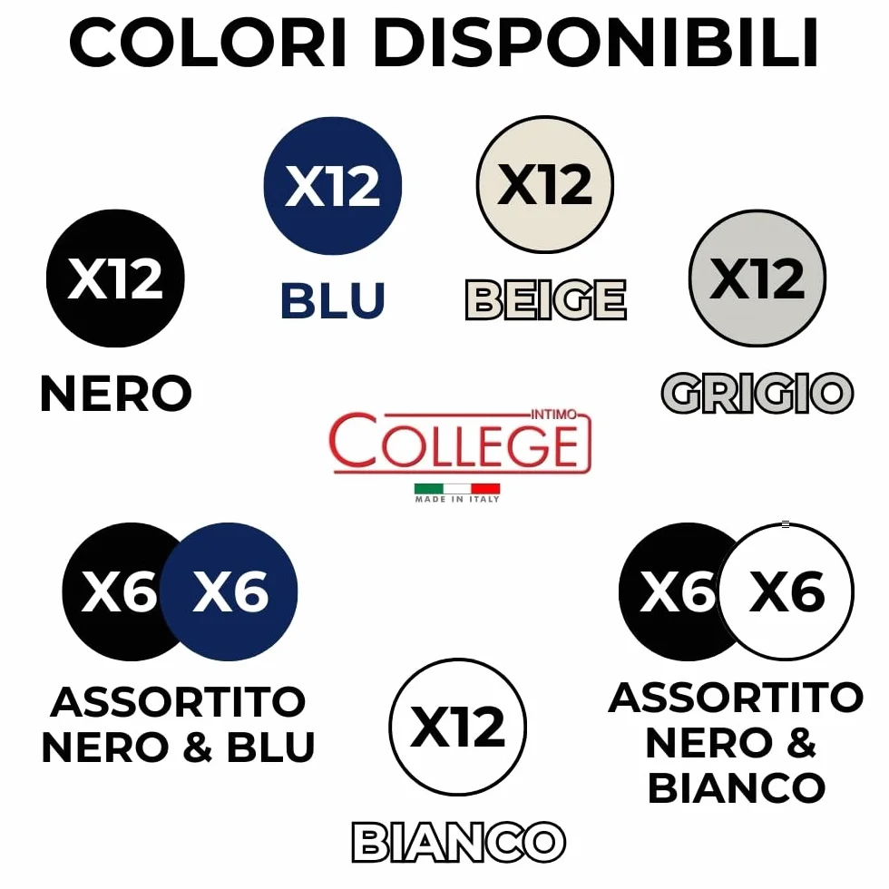 Infinity 12 Paia Calzini Fantasmini Puro Cotone Filo Di Scozia Elasticizzato Made in Italy