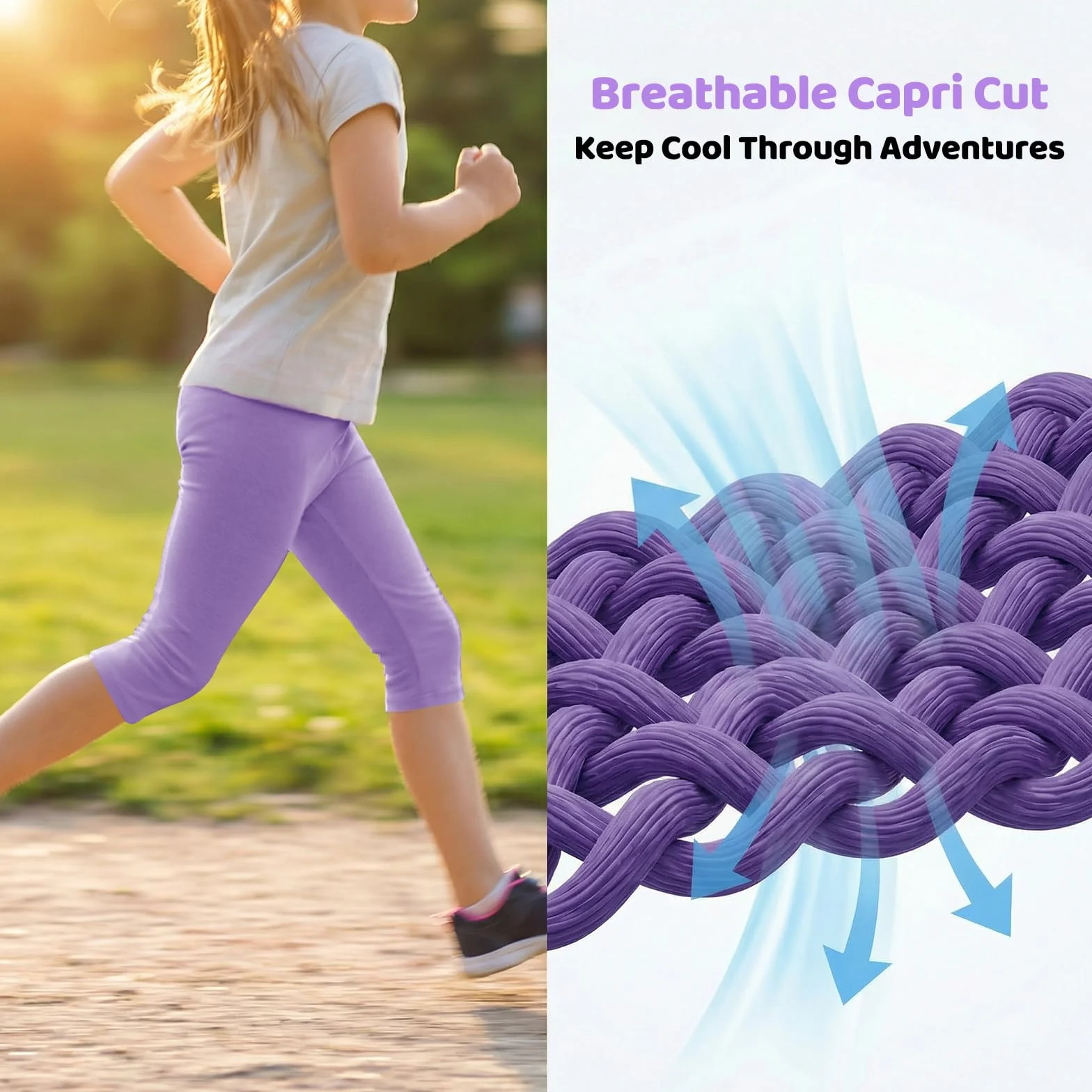 Leggings Capri per Bambine Pacco da 3 Unita Pinocchietti Ragazze Cotone 3/4 Legging Ciclismo Elasticizzati Pantaloni con Elastico in Vita Scuola Parco Estivi Pantacollant per Bambina 5-12 Anni