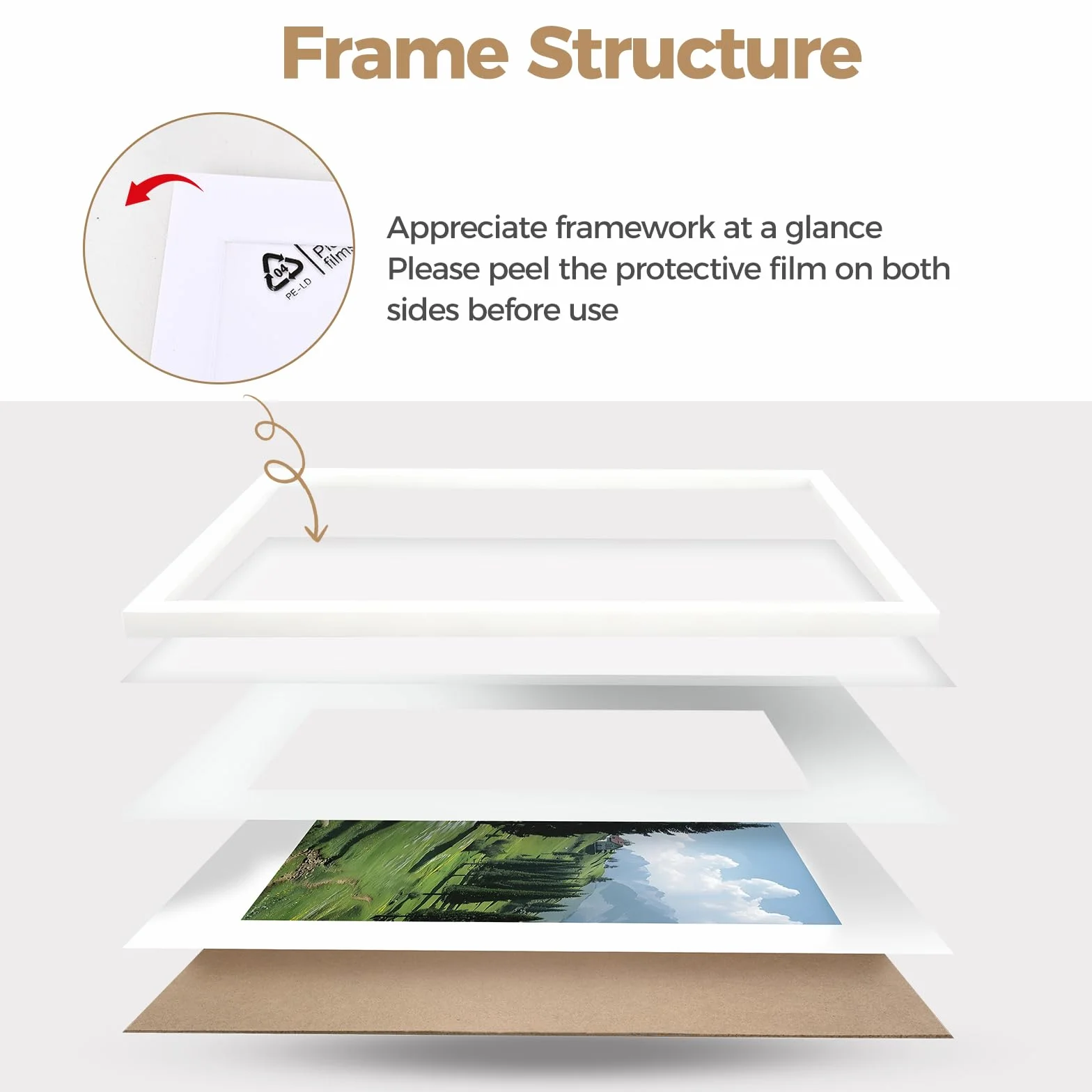 Cornice portafoto A4 21x29,7 cm DIN A4 vetro acrilico legno bianco parete orizzontale verticale