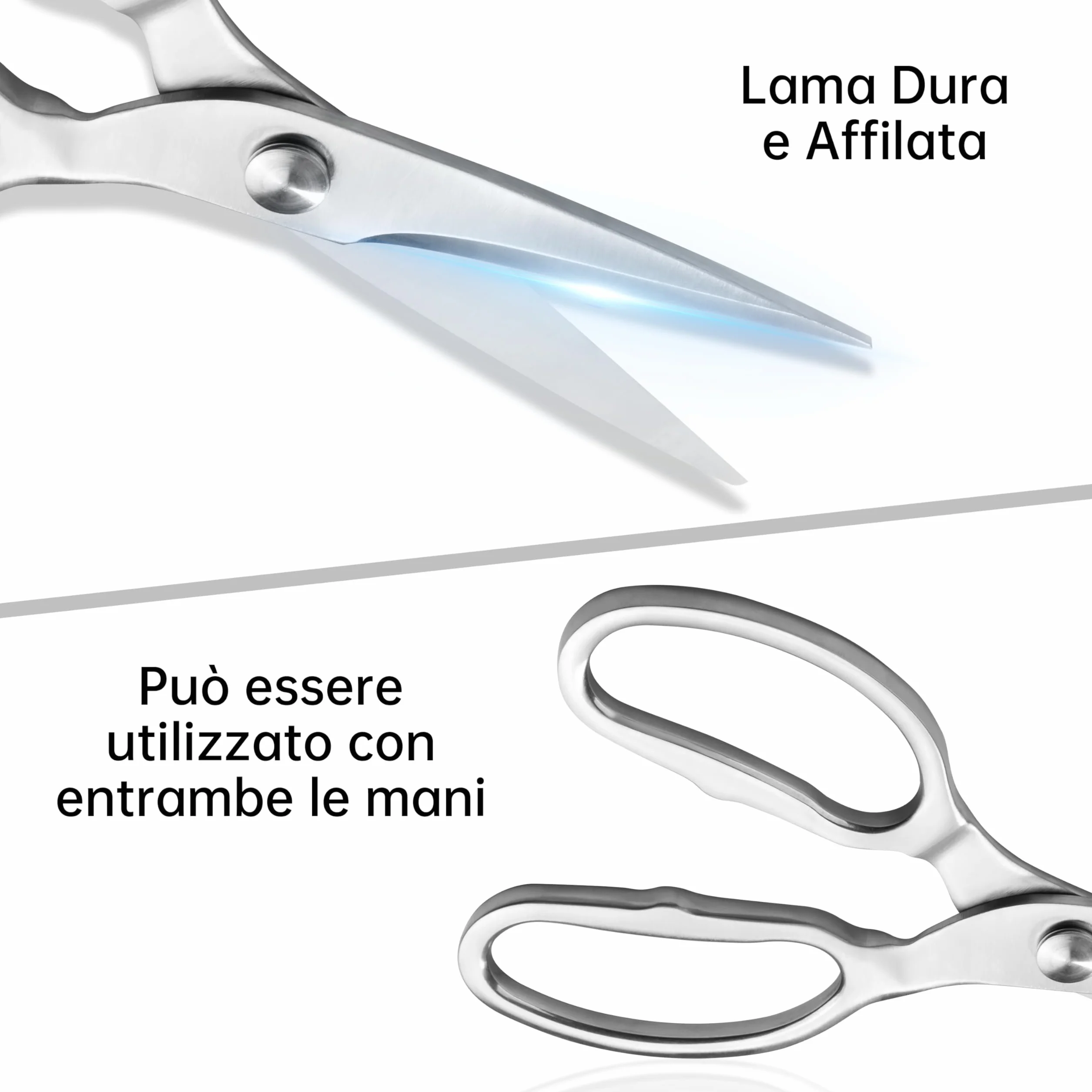 Plys Forbici da Cucina Acciaio Inox: Argento Trinciapollo Professionale Forbici Acciaio Attrezzi