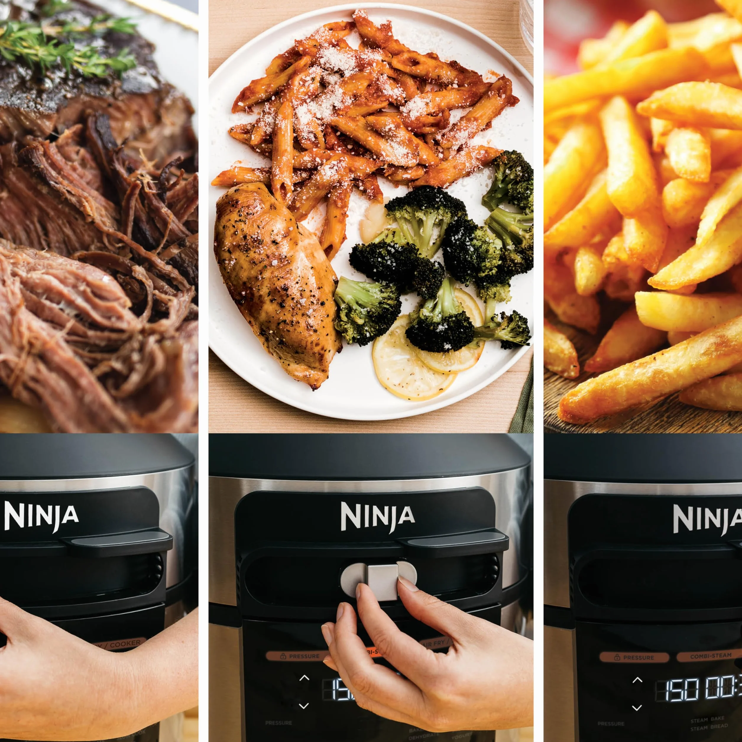 Ninja Foodi MAX Multicooker 7.5L OL750EU - SmartLid, Sonda Digitale, 14 Funzioni, Pentola a Pressione, Friggitrice ad Aria, Acciaio