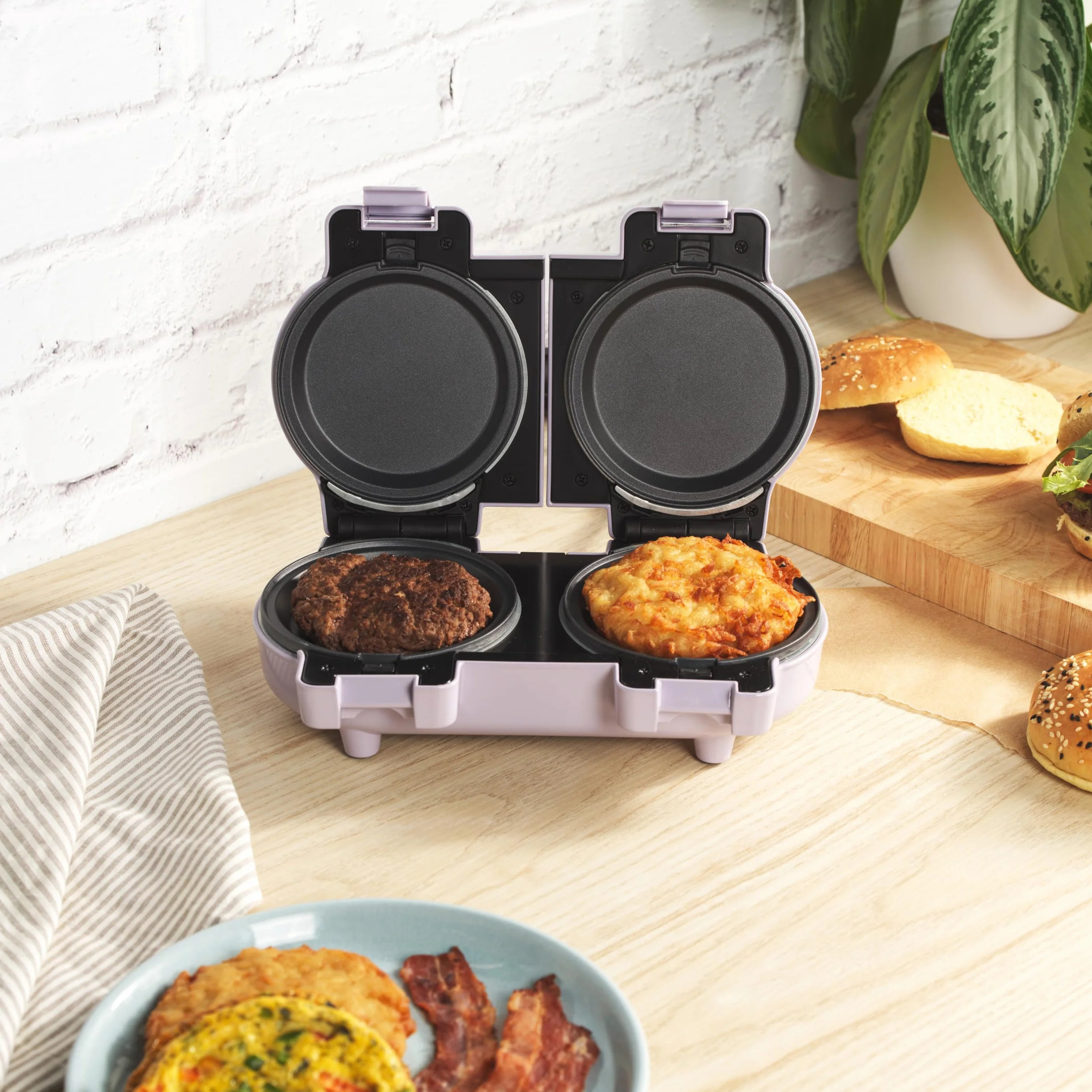 Petra PT5923PPVDE Doppia Mini Macchina per Snack - Piastra per Waffle Belga, Piastre Antiaderenti Rimovibili, Compatta, Facile da Pulire, per Pancake, 1100W
