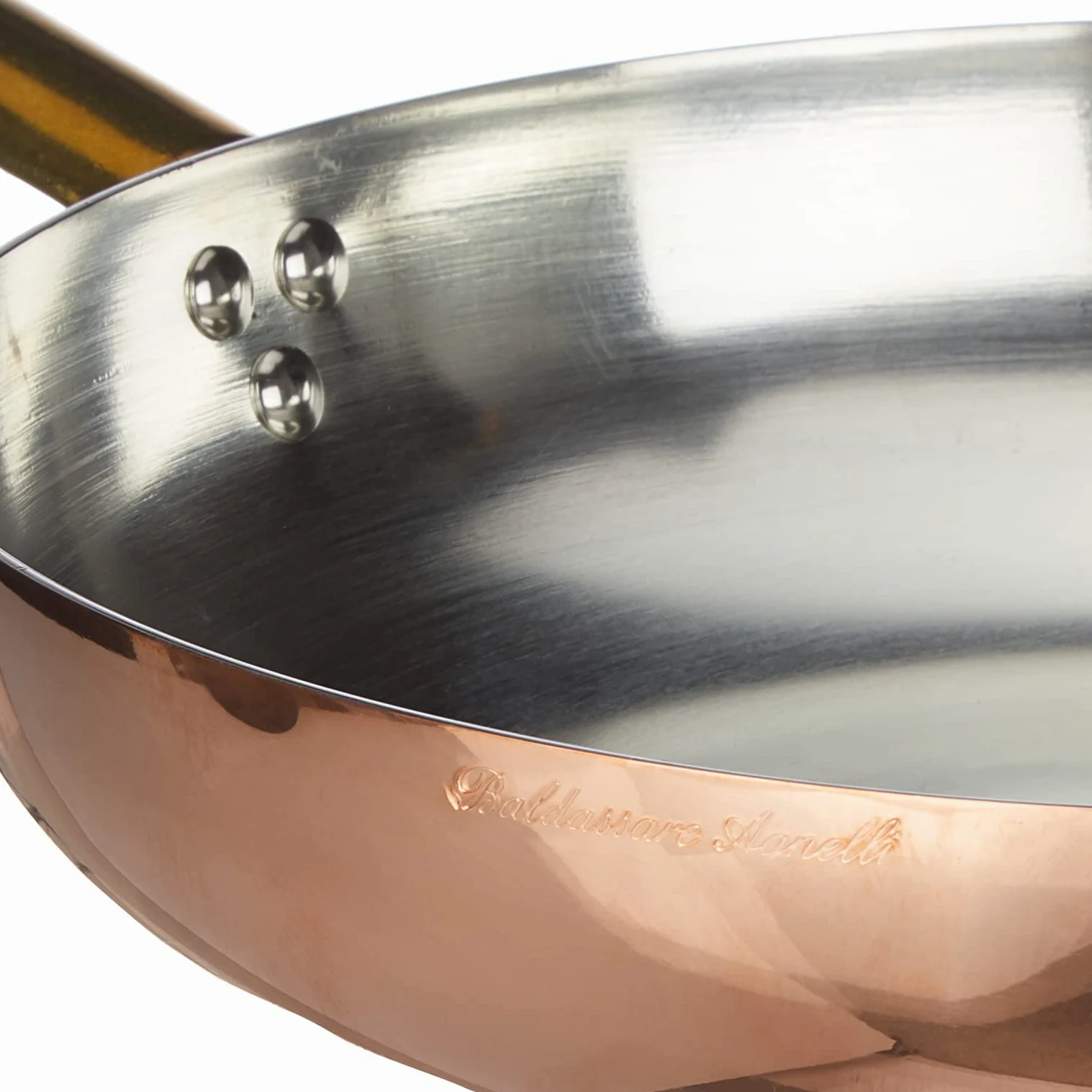 Pentole Agnelli Linea Rame Padella Saltare con Manico in Rame Liscio, Marrone, 32 cm