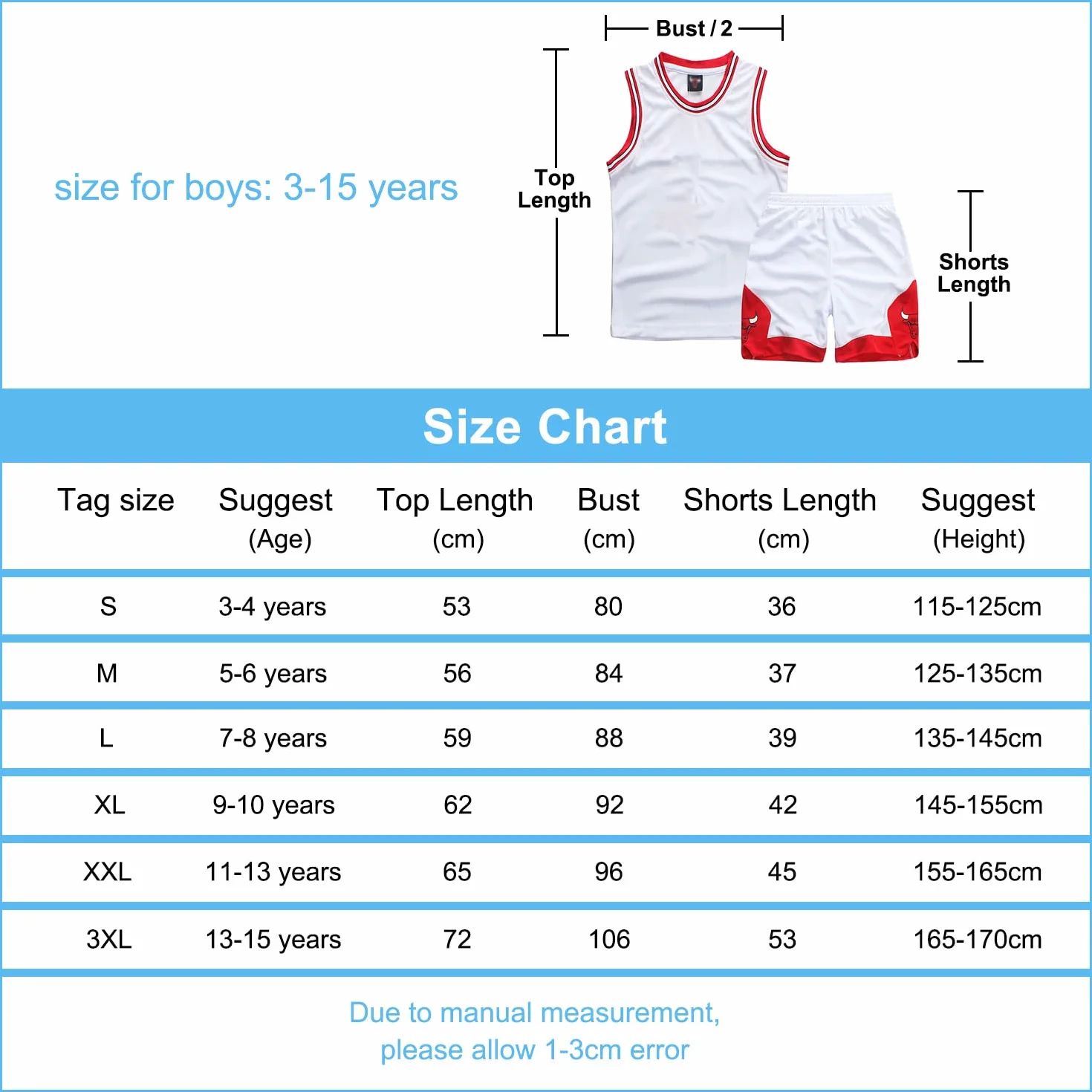 Completo da Basket Bambino 2 Pezzi - Maglietta e Pantaloncini 3-15 Anni