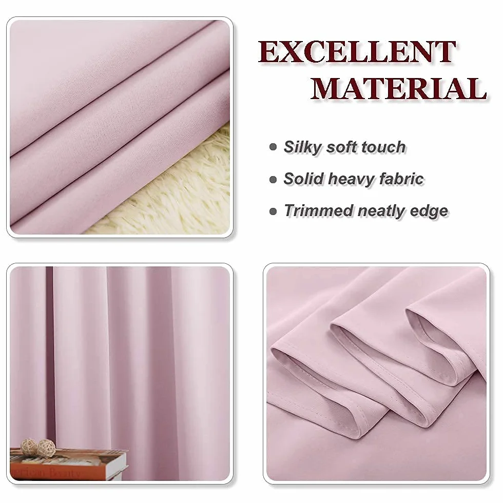 PONY DANCE Tende Oscuranti Camera da Letto per Interni Moderne Curtains Decorazioni Tenda Termica per Soggiorno con Fettuccia 2 Pannelli 140x245 CM, Rosa Chiaro
