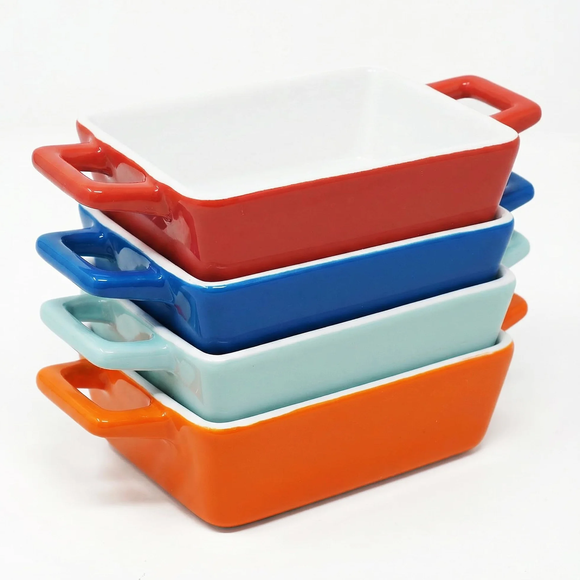Joeji’s Kitchen Set 4 Pirofila da Forno in Ceramica – Cocotte Monoporzione da Forno Rettangolare per Lasagne, Pasta e Dolci – Teglia Ceramica da Forno Versatile (325 ml)