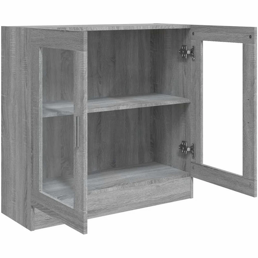 Armadio Vetrina Sonoma Grigio 82,5x30,5x80 cm Legno Ingenierie | 2 scomparti, superficie facile da pulire, fissaggio a parete incluso, manuale di montaggio fornito