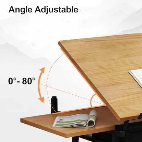 Tavoli da Disegno, Tavolo da Disegno, Tavolo da Architetto, Tavolo per Pittura a Diamante, Altezza Regolabile, con cassetto portaoggetti, per Studio e Lavoro