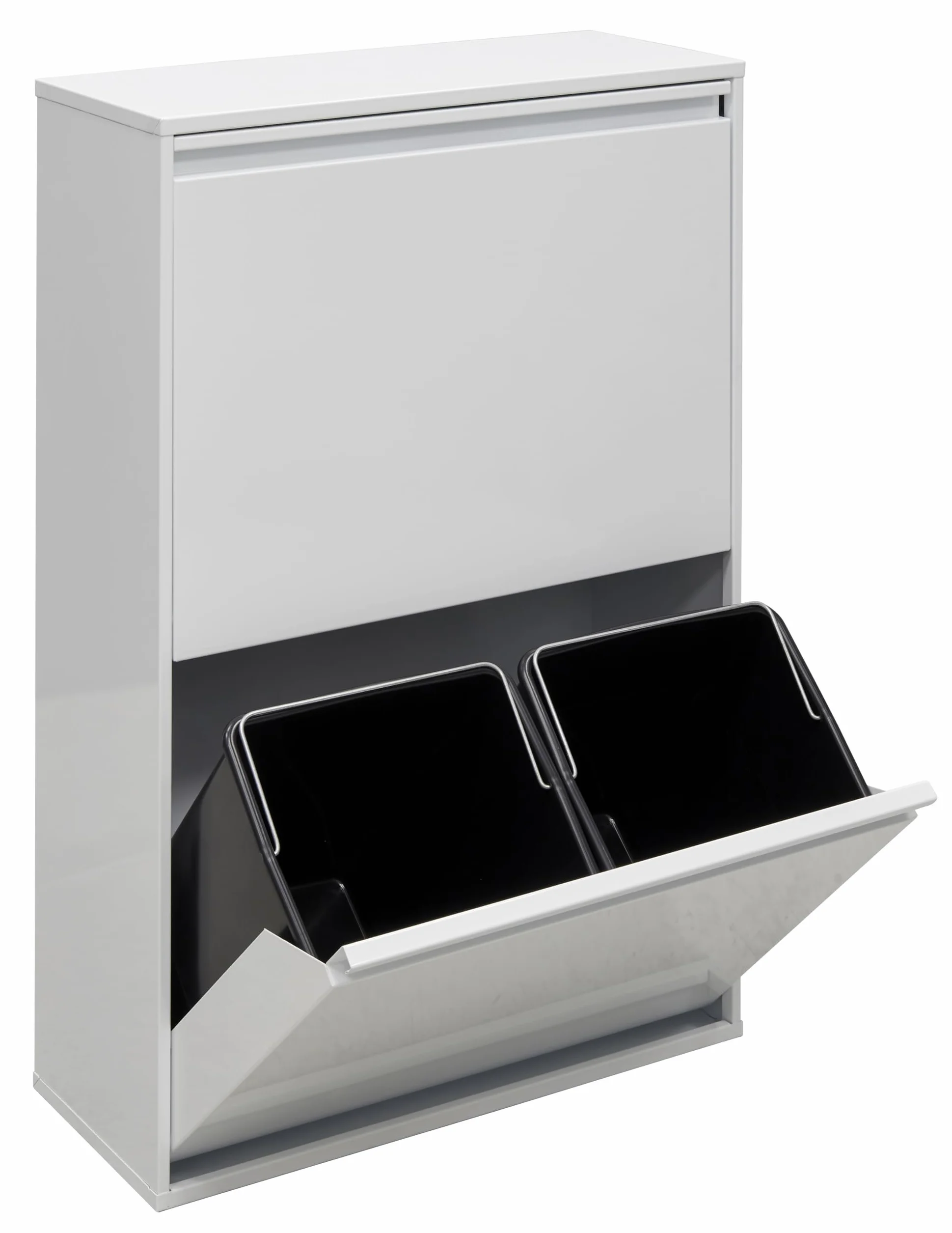 ARREGUI Basic CR601-B Pattumiera Differenziata 4 Scomparti | 4x17 L (68 L) | Contenitore in Acciaio da Interno | Mobile per Raccolta Differenziata | Cestino per Spazzatura da Cucina e Ufficio | Bianco