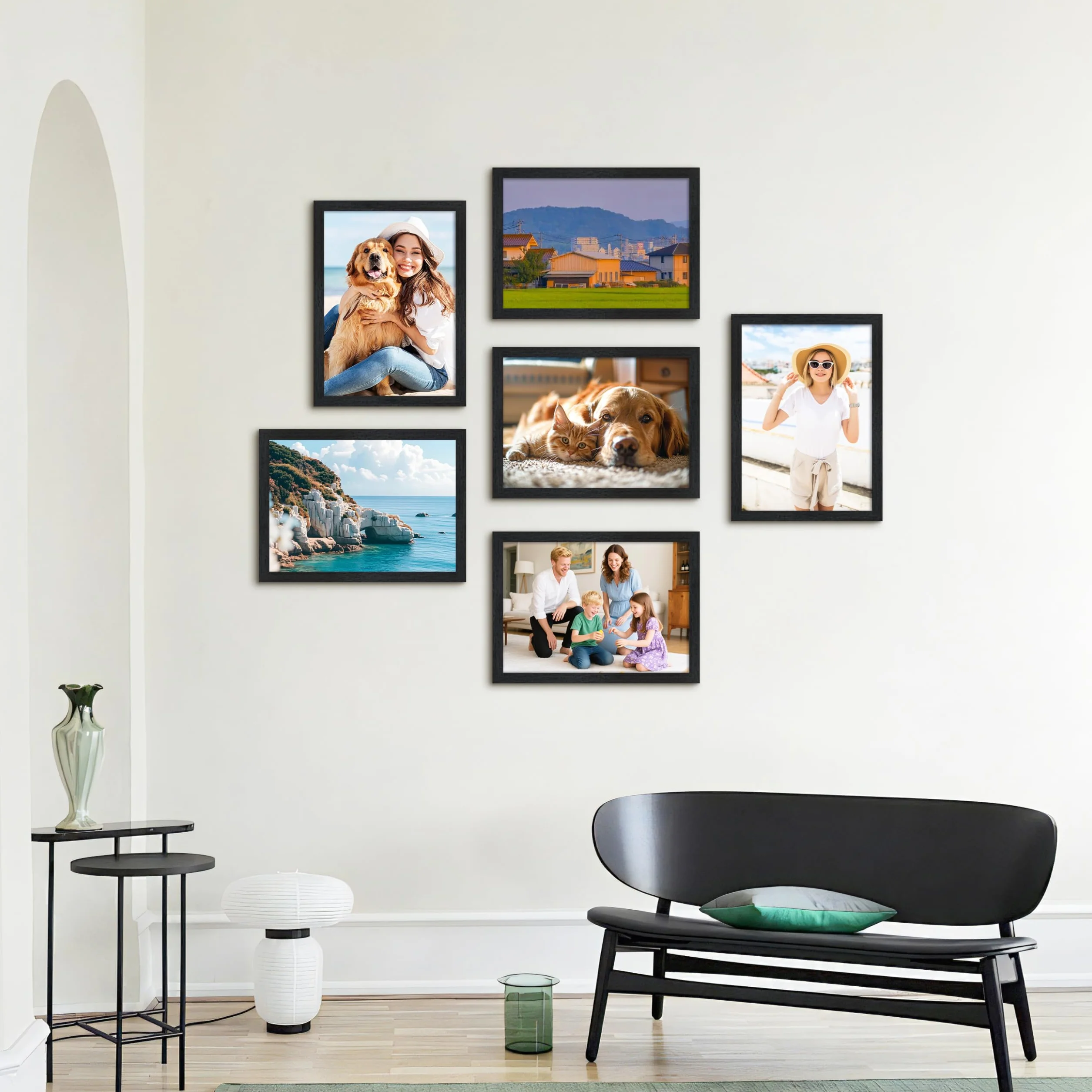 2cm 6Pcs A4 Cornice per Foto con Plexiglas HD, Cornice in Legno Nera 20x30cm, Cornice Portafoto per Pareti e Tavoli Orizzontali o Verticali per Foto, Immagini, Poster, Puzzle, Documenti, Diplomi