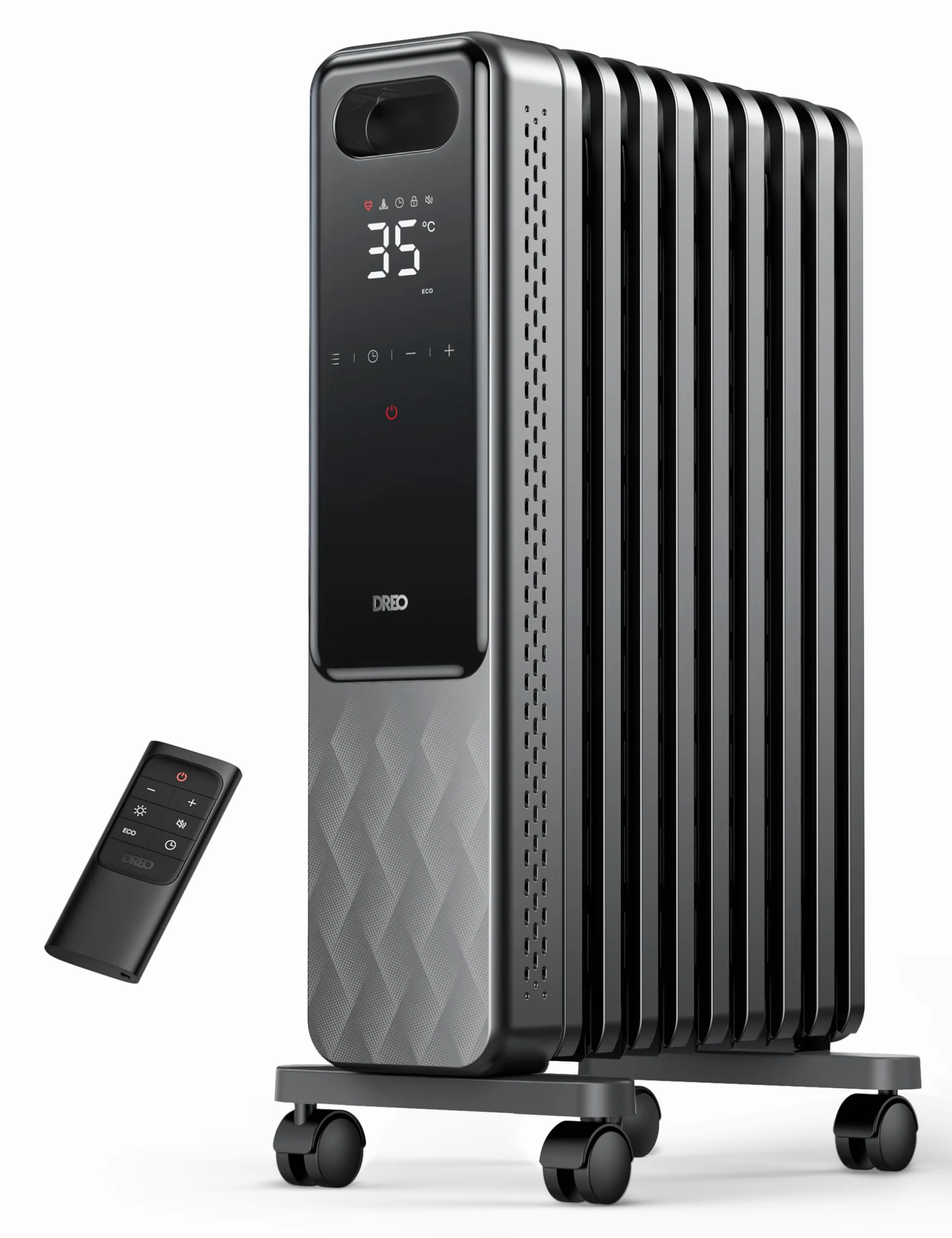 Dreo OH310 - Radiatore ad olio a risparmio energetico, 2000 W, con 9 nervature con telecomando, 3 livelli di riscaldamento, 4 modalità, timer 24 ore, protezione contro il surriscaldamento, radiatori,