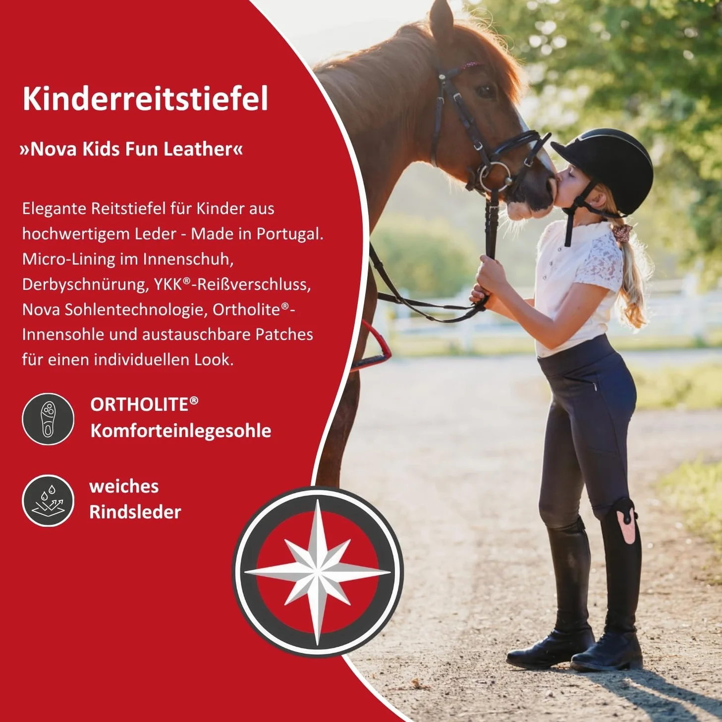 SUEDWIND FOOTWEAR Stivali da equitazione per bambini NOVA KIDS FUN LEATHER vera pelle suola comoda YKK