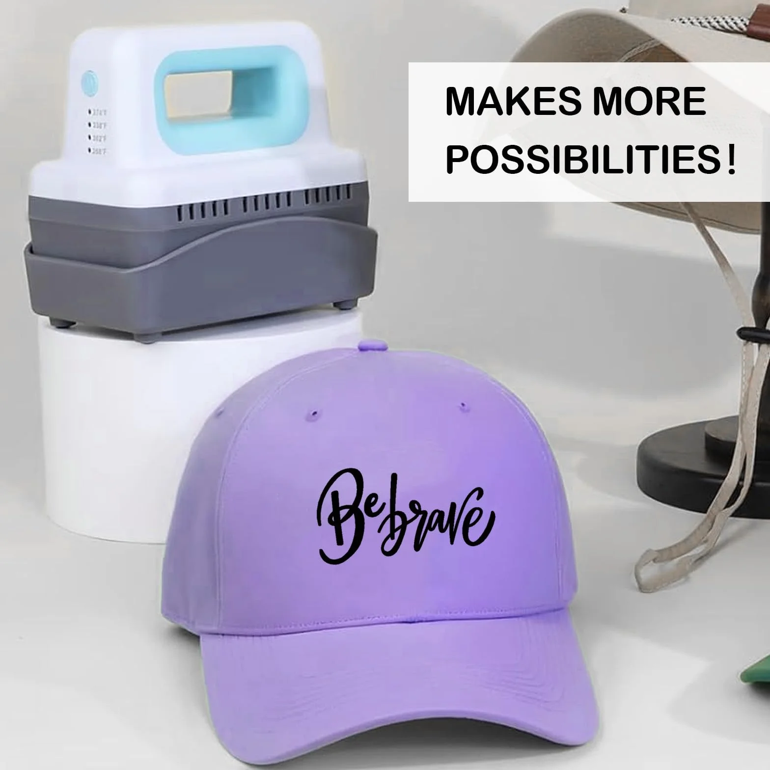 Pressa a Caldo Mini, Macchina per Pressatura Cappelli 4 Livelli Riscaldamento Macchina per Trasferimento Termico con Base Sicurezza Isolata Curva Capace Spegnimento Automatico