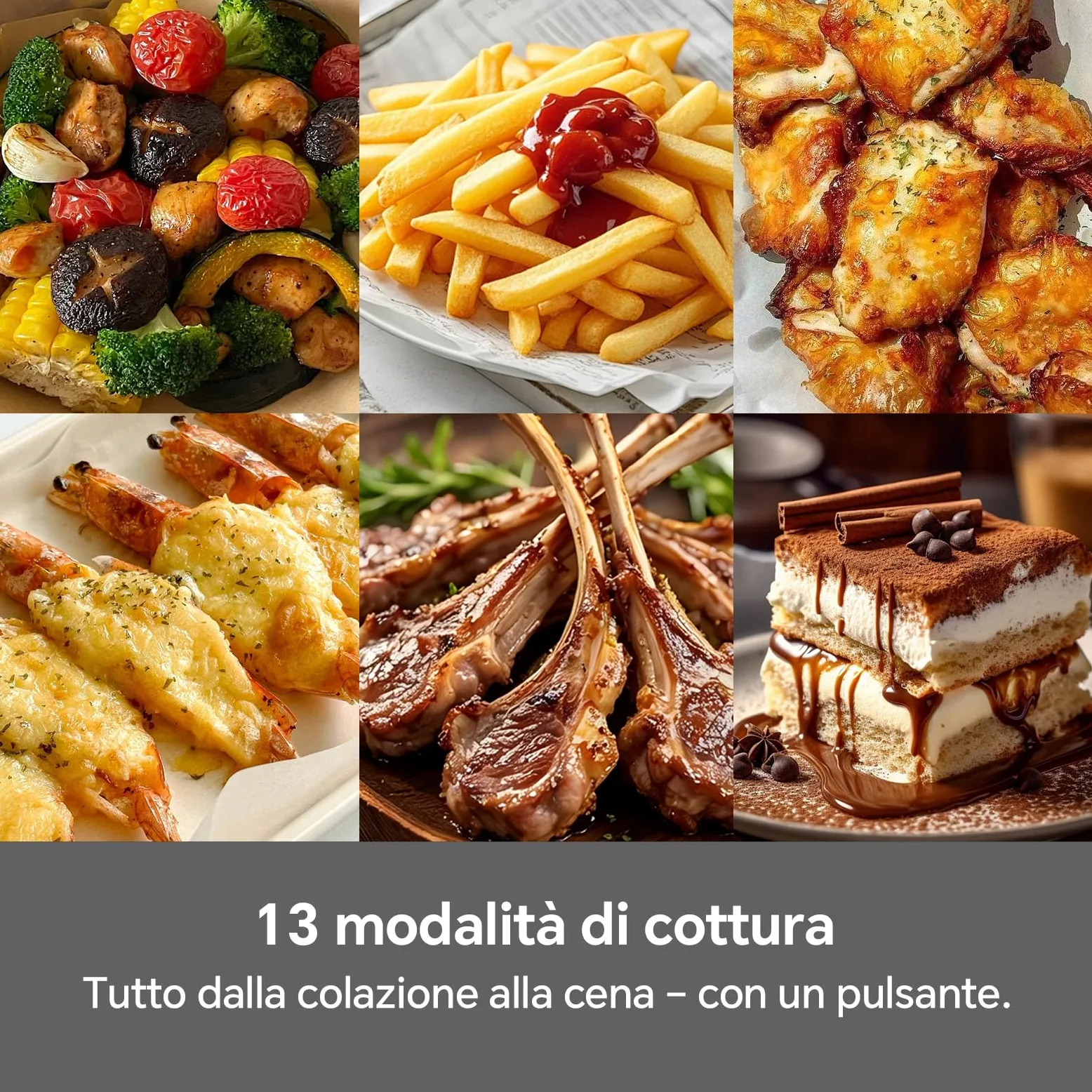 Friggitrice ad Aria 12 Litri - Doppia Resistenza Airfryer, 2600W XXL Doppio Cestello Air Fryer, Flessibile 1 o 2 Zone, 13-in-1 con Schermo Touch, Finestra con Luce Interna, Grande per 4–7 Persone