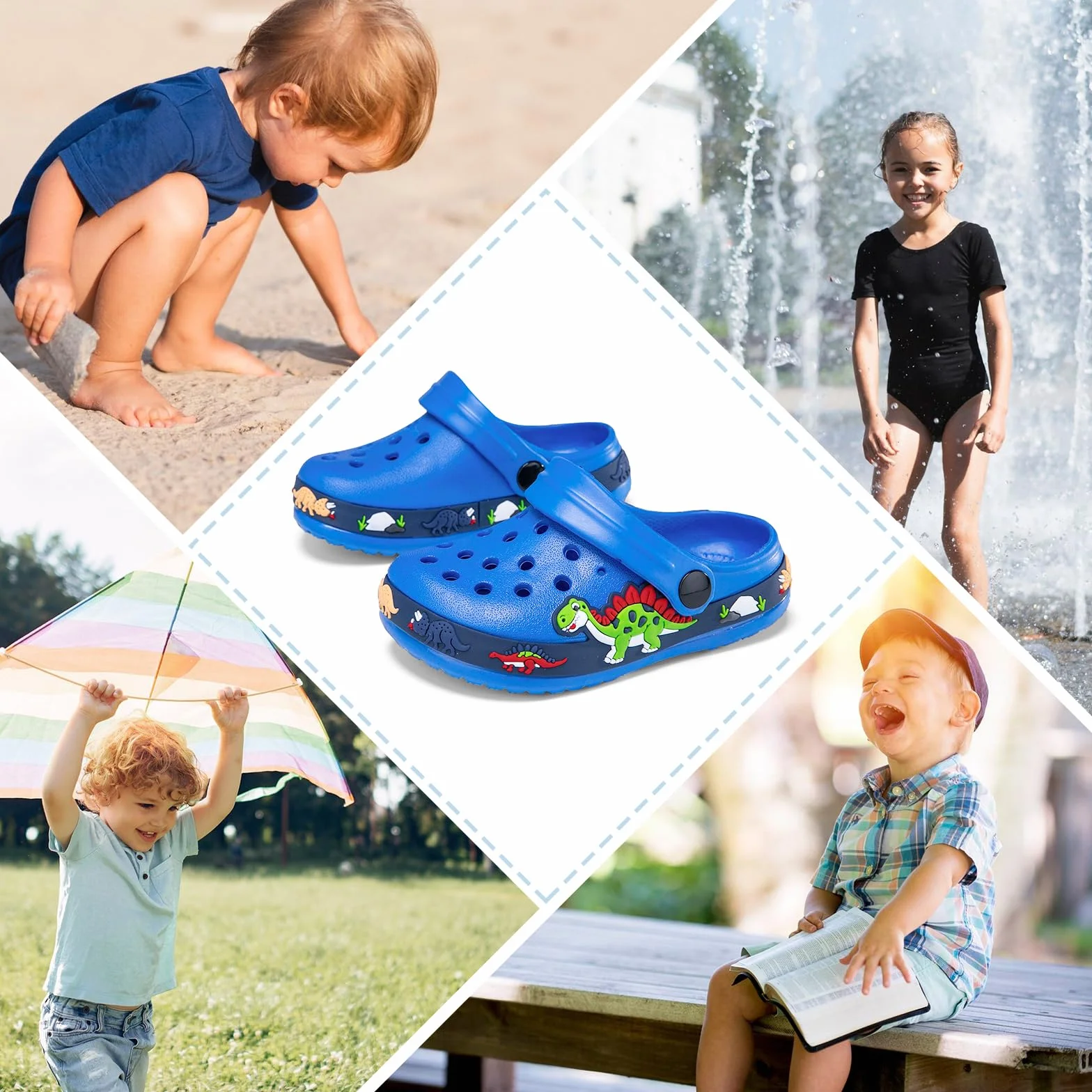 Unisex Zoccoli Sabot Bambini Carino Sabot Ciabatte Dinosauro Sandali da Spiaggia Estivi Ciabatte da Giardino Muli Scarpe da Piscina Ragazzi Ragazze
