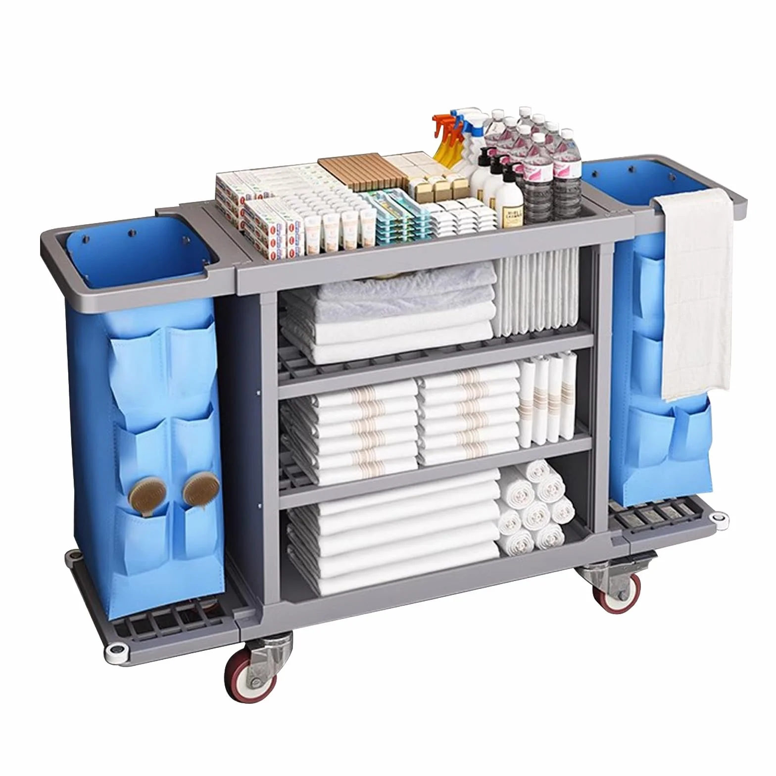 Carrelli Porta Biancheria, Materiale PP Addensato, Carrelli Porta Biancheria Robusto Carrello Biancheria for Lavanderia, Portabiancheria con Ruote for Pulizie e Hotel(Gray)